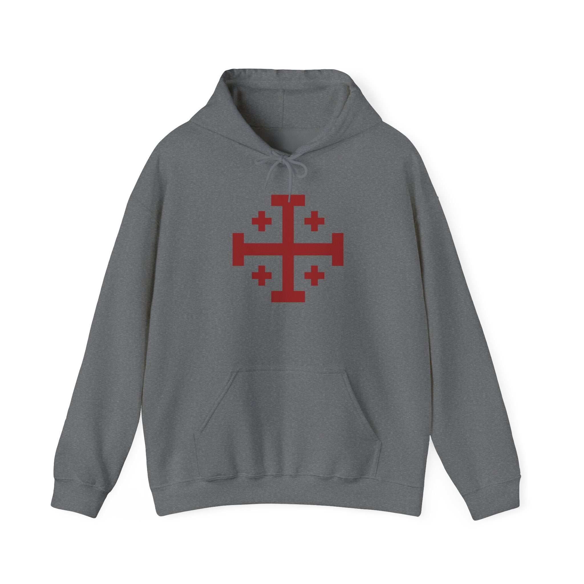 Cross of Jerusalem Red Design Pull Over Hoodie Sweatshirt