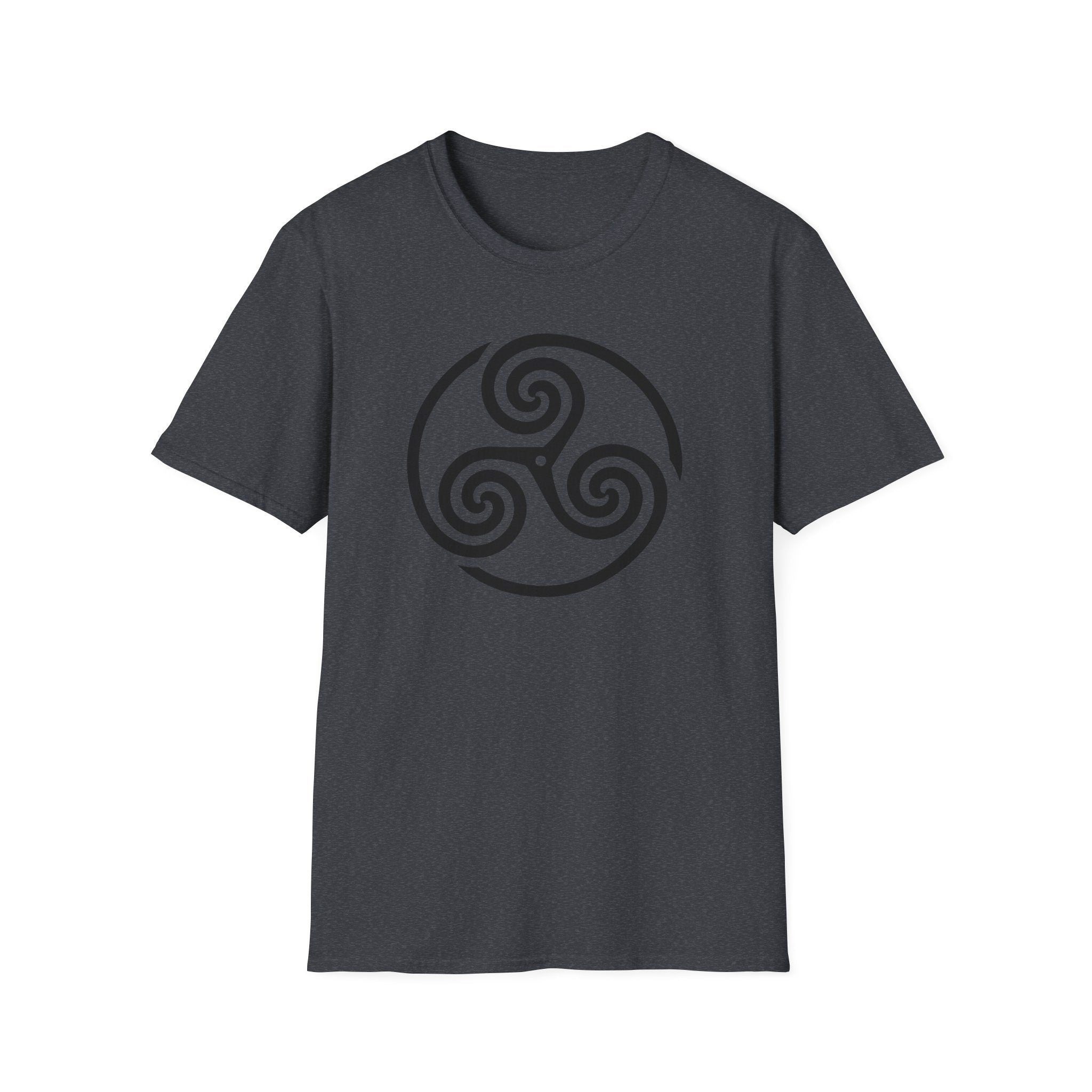 Celtic Spiral Triskele Symbol Alt Black Design Softstyle T-Shirt