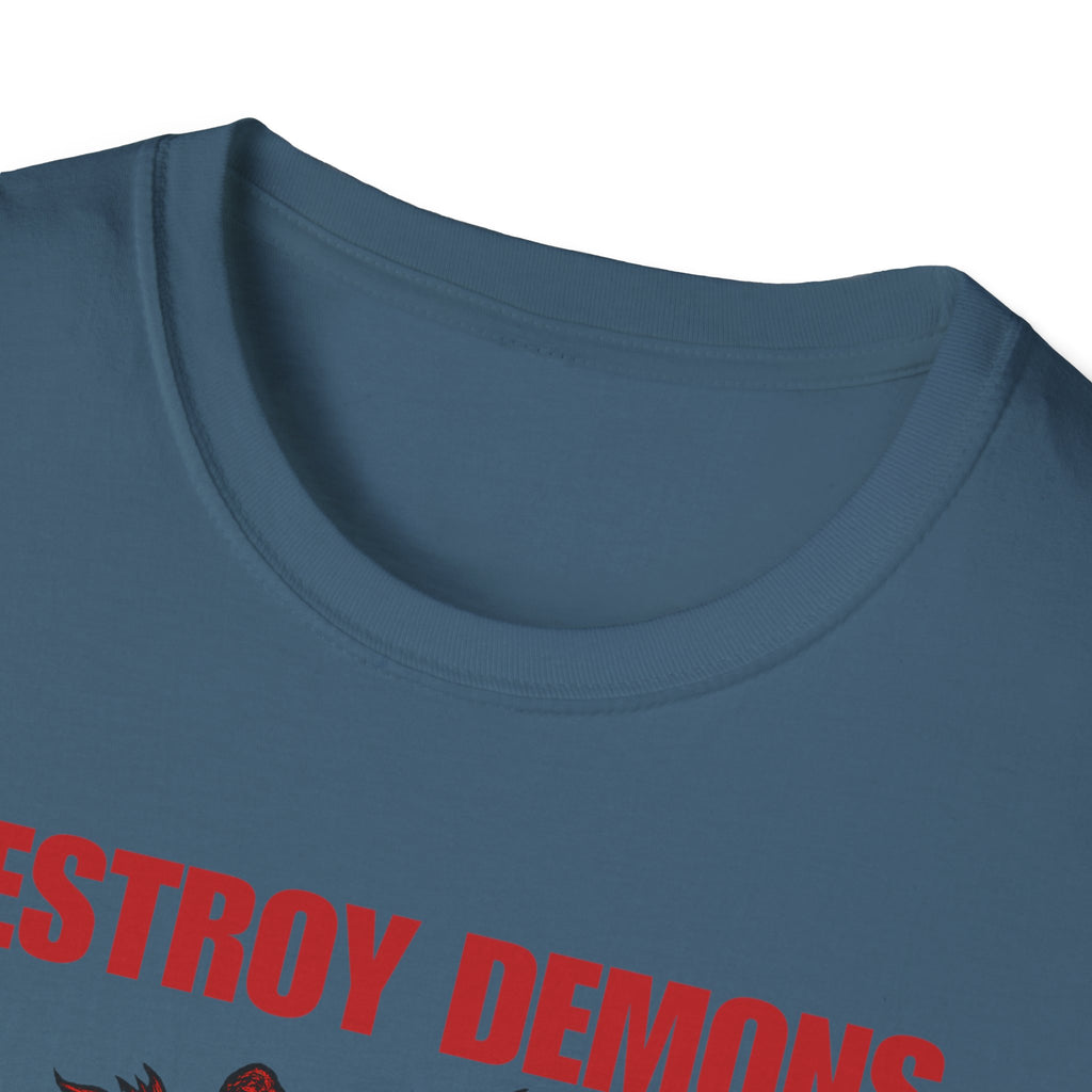 Destroy Demons Crusader Knight vs Dragon  Softstyle T-Shirt