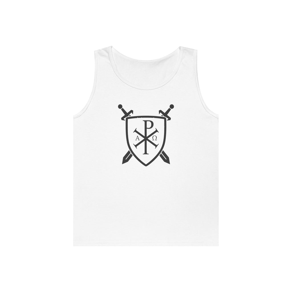 Sword and Shield Pi Chi Rho Black Graphic Heavy Cotton Tank Top
