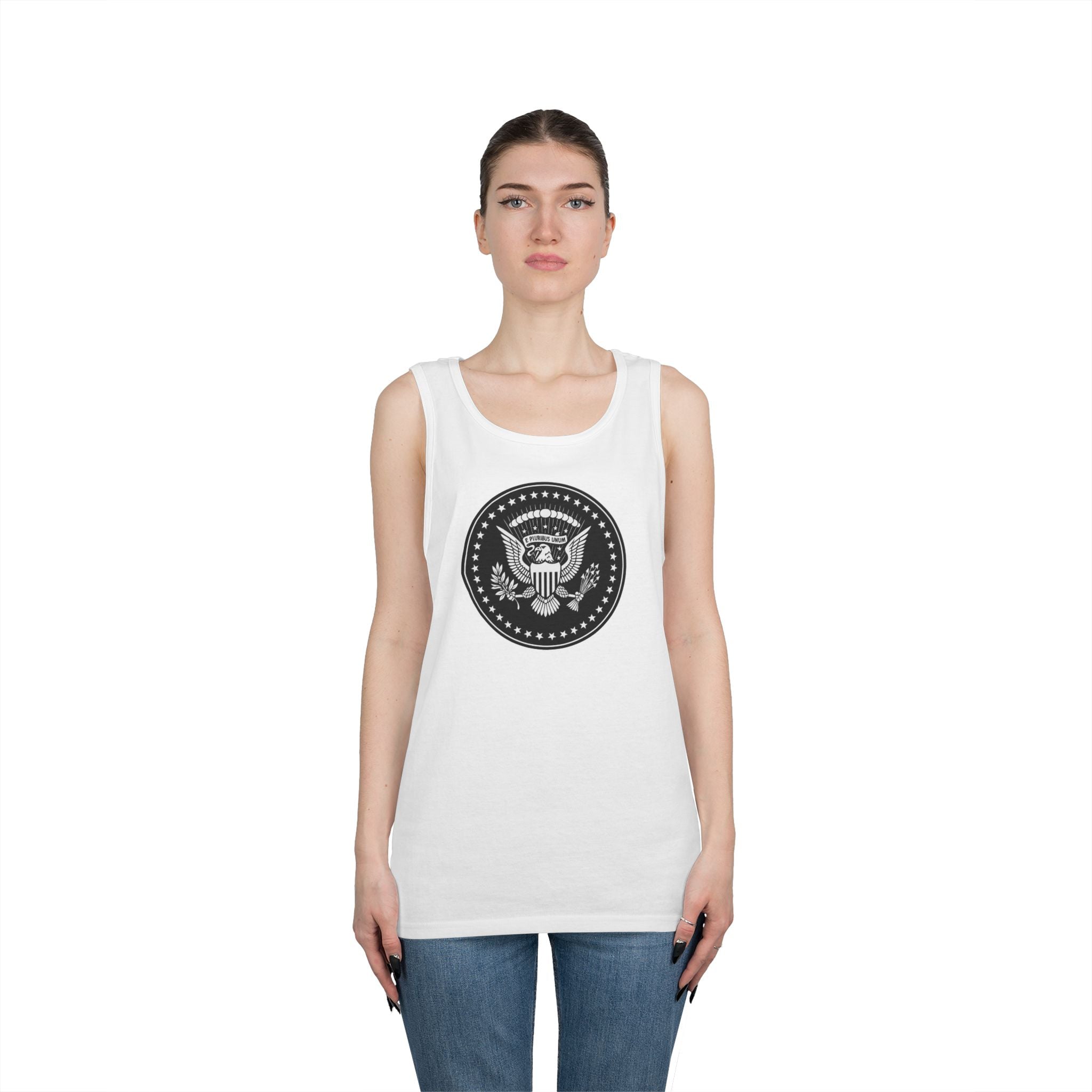 American Eagle Presidential Seal Black Design Unisex Heavy Cotton Tank Top