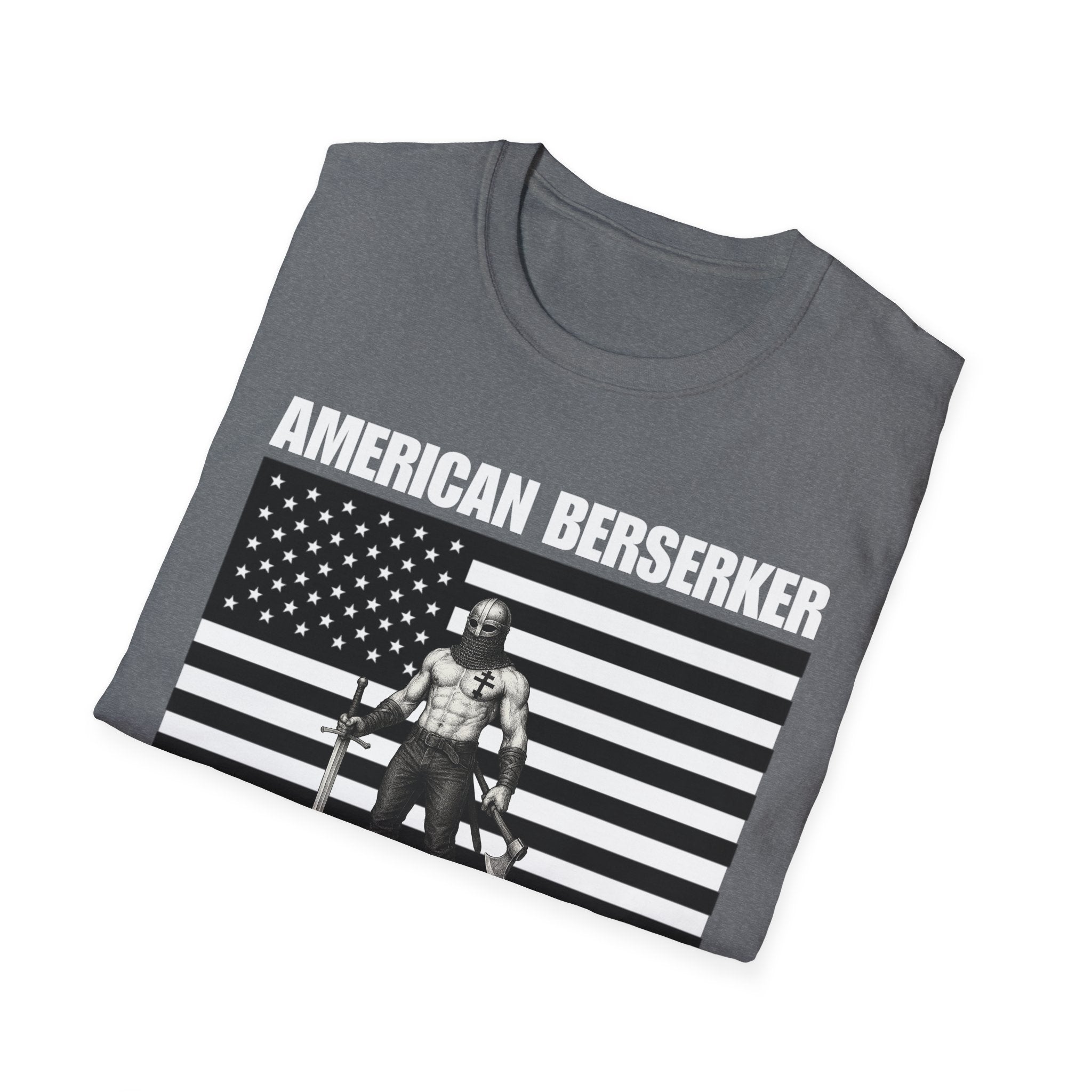 Bold American Berserker Black and White Softstyle T-Shirt