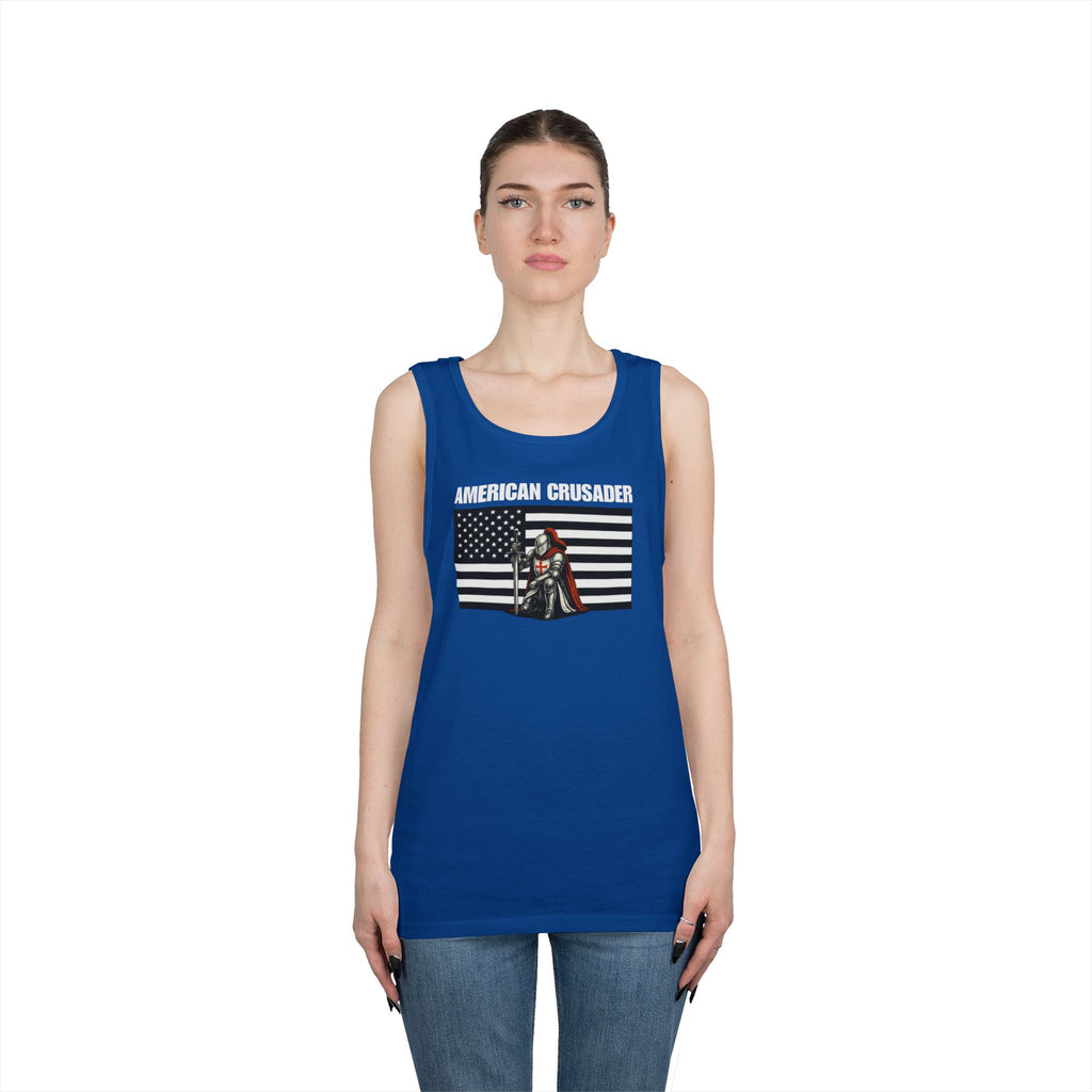American Crusader Black and White Alt Design Heavy Cotton Tank Top