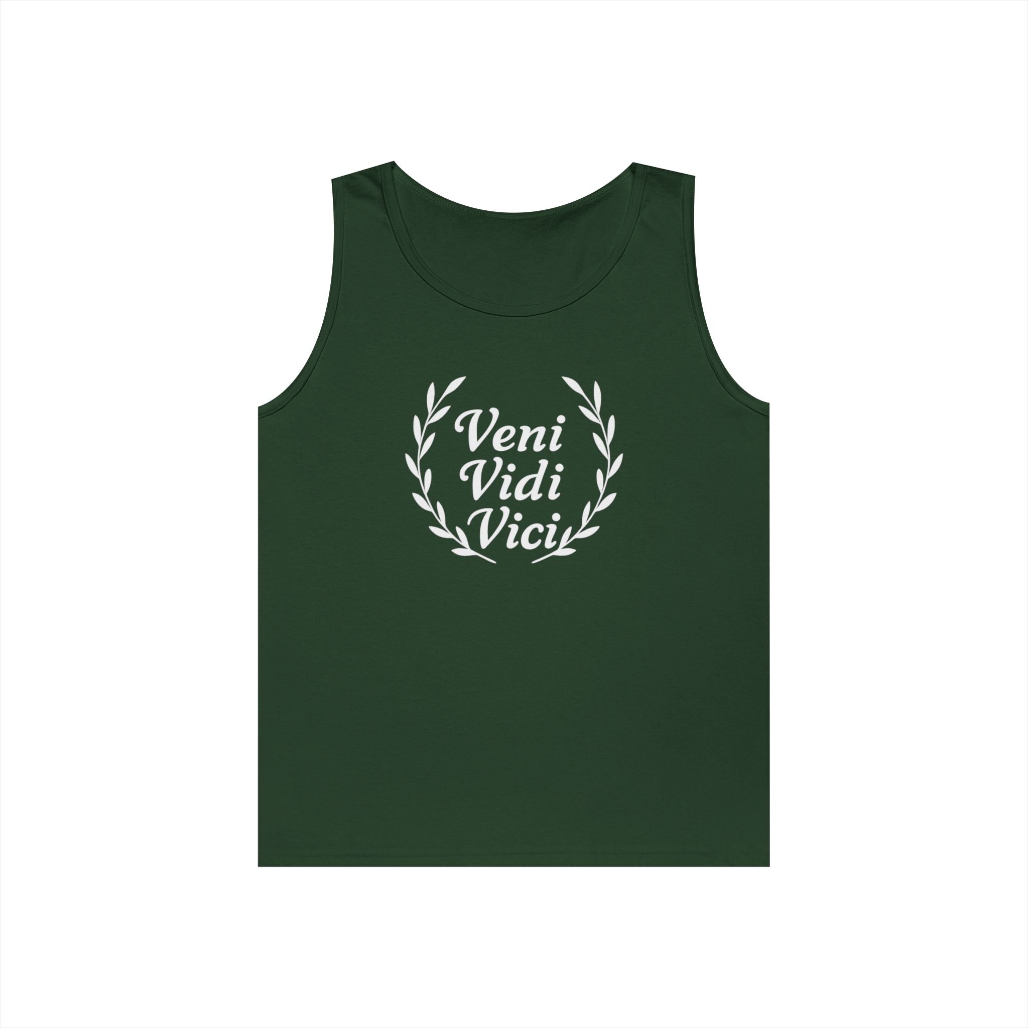 Veni Vidi Vici White Text Unisex Heavy Cotton Tank Top