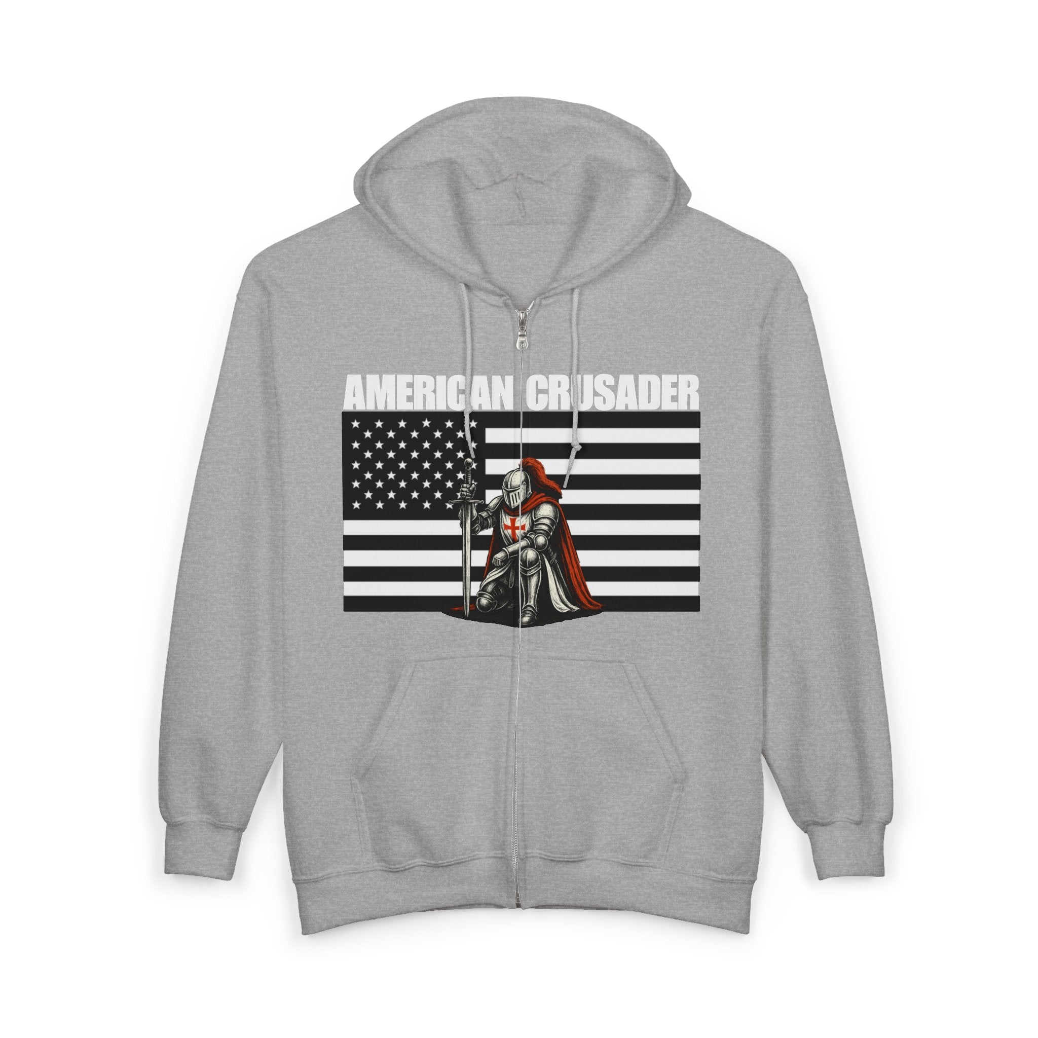 American Crusader Alt Black and White Design Full Zip Up Hoodie