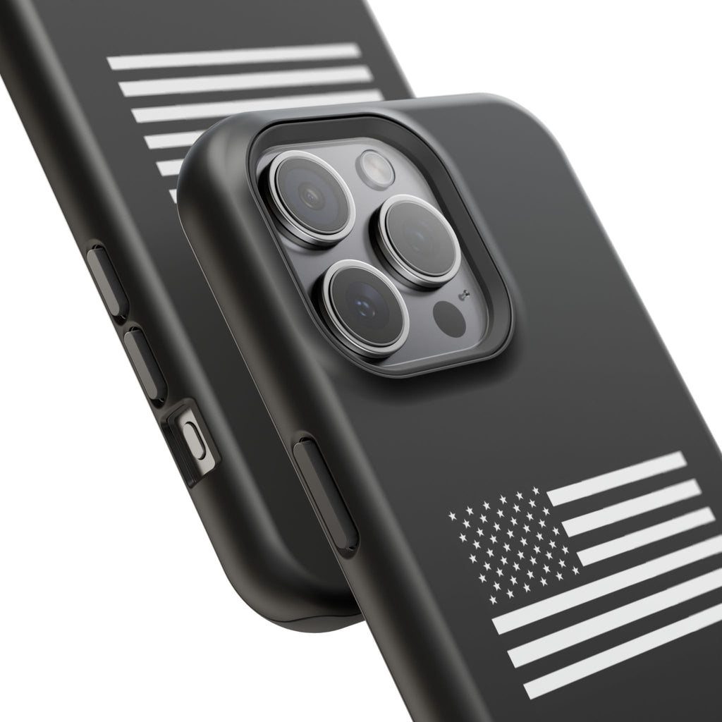 Black and White American Flag Magnetic Impact-Resistant Cases