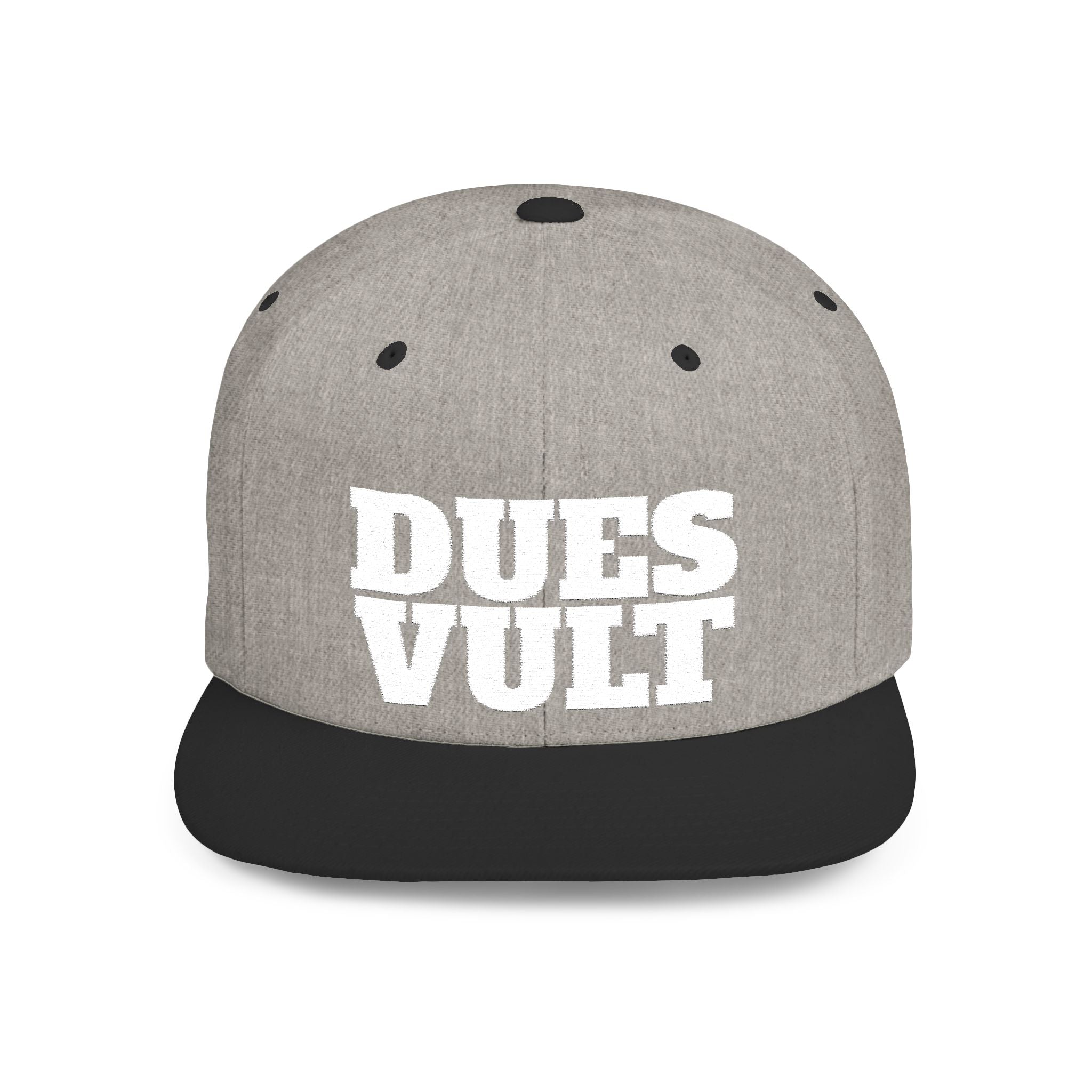 Dues Vult White Letter Flat Bill Snapback Hat, Dues Vult Cap