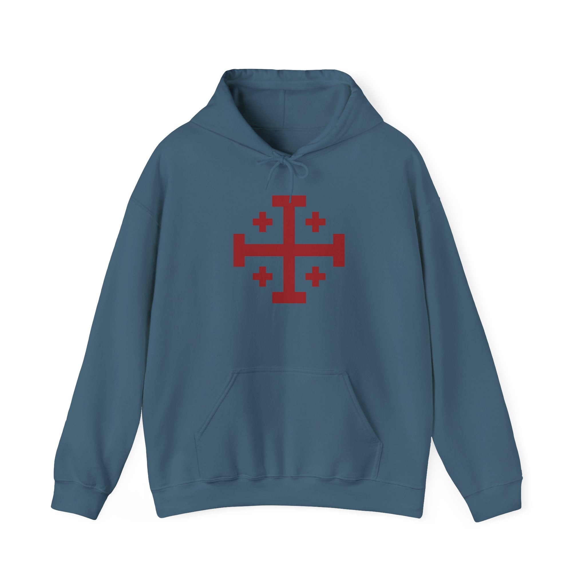 Cross of Jerusalem Red Design Pull Over Hoodie Sweatshirt