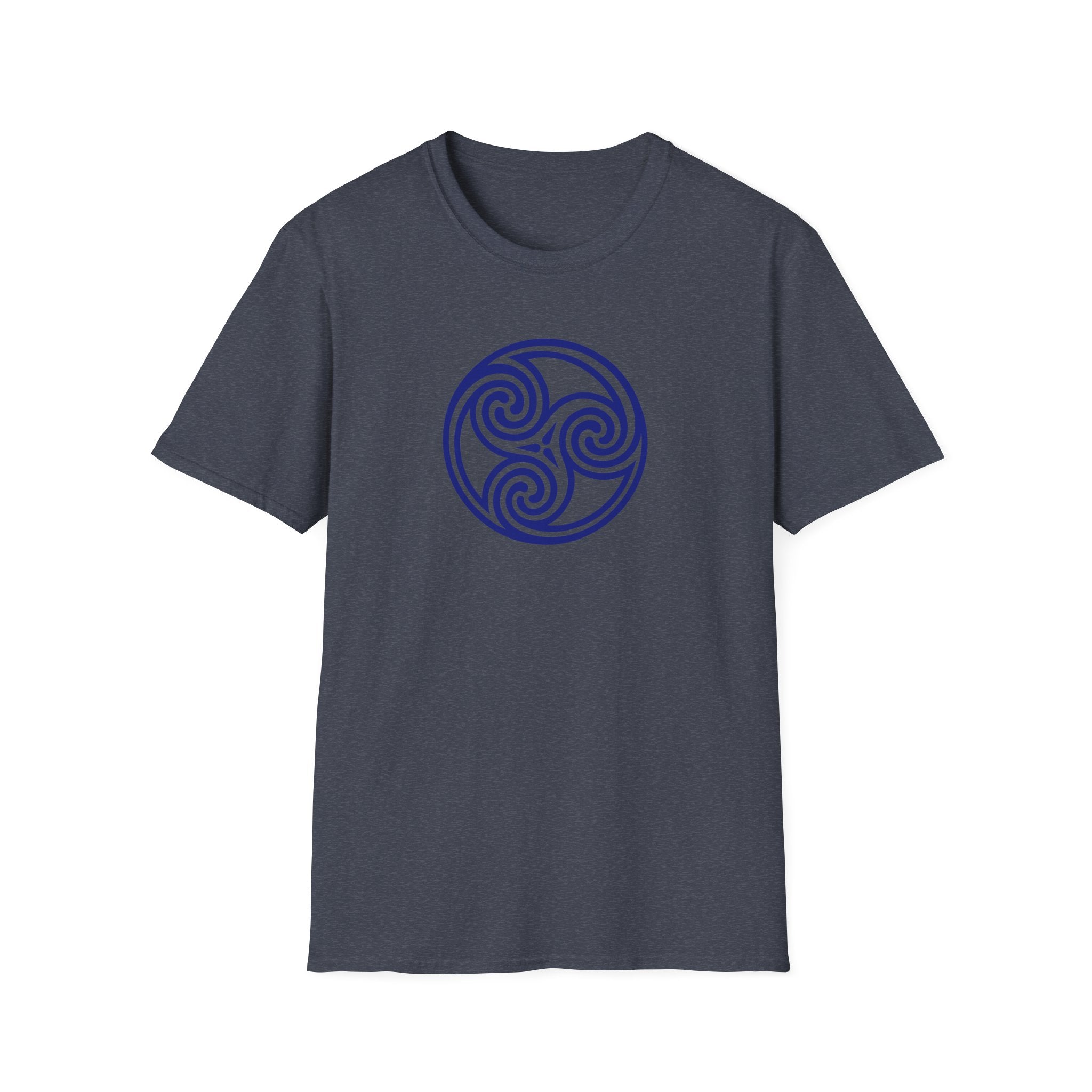 Celtic Spiral Triskele Trinity Symbol Blue Softstyle T-Shirt