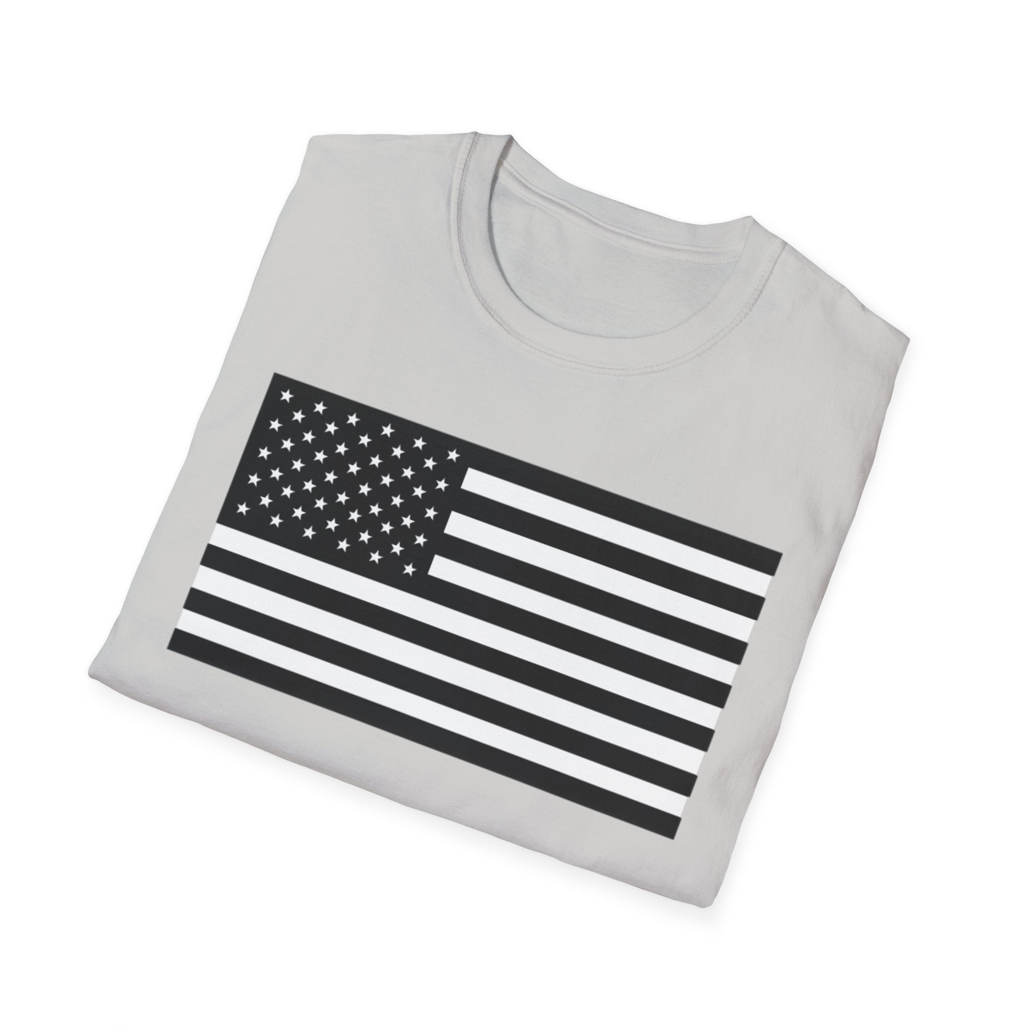 Black and White American Flag Softstyle Cotton Shirt T-Shirt