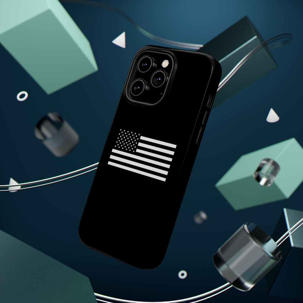 Black and White American Flag Magnetic Impact-Resistant Cases