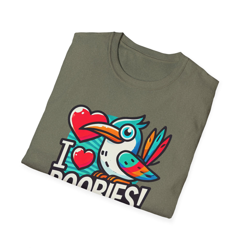Funny 'I Love Boobies!' Boobie Bird Softstyle Cotton T-Shirt
