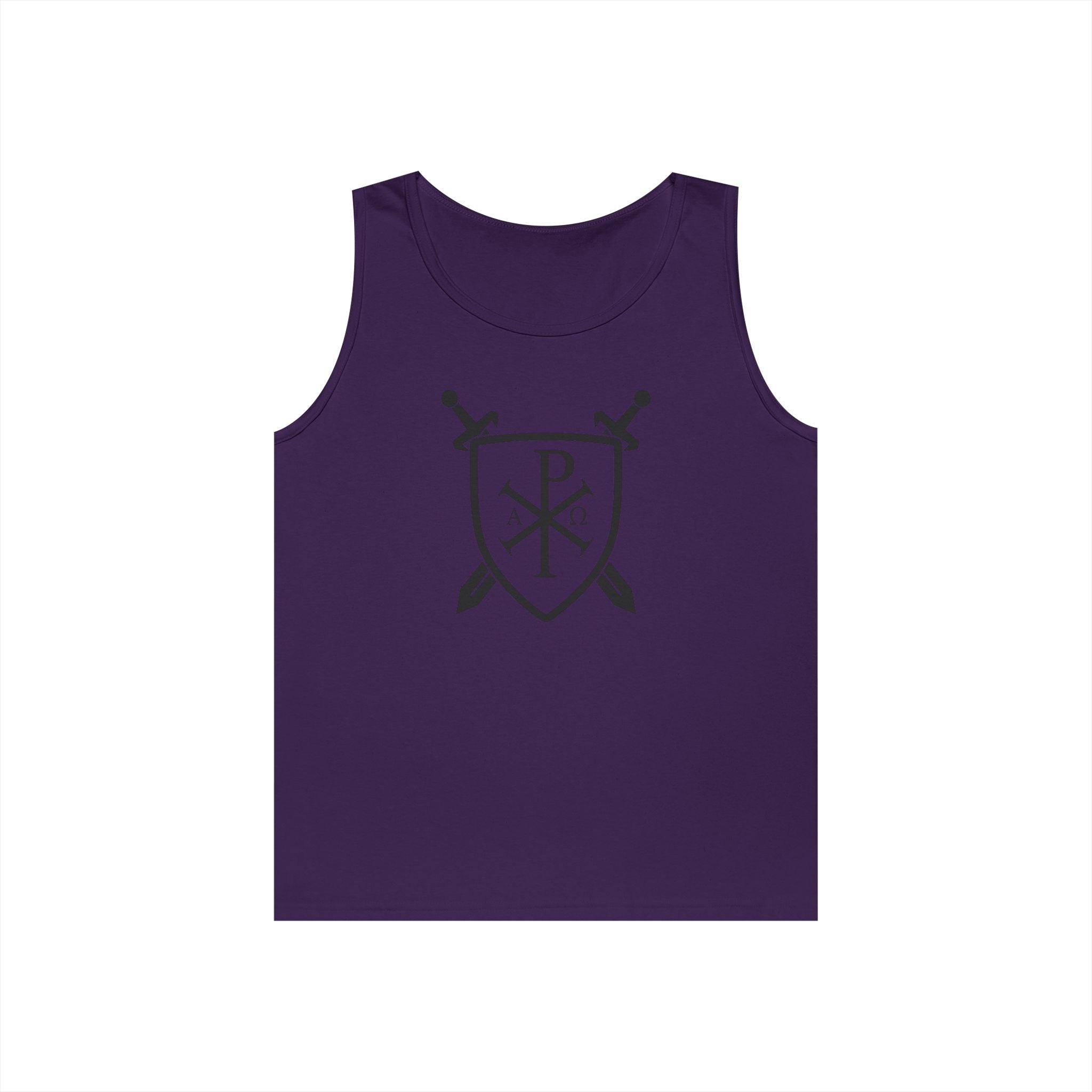 Sword and Shield Pi Chi Rho Black Graphic Heavy Cotton Tank Top