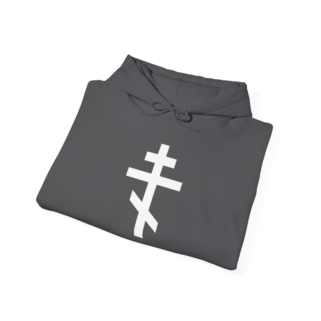 White Crucifix Pull Over Hoodie Sweatshirt