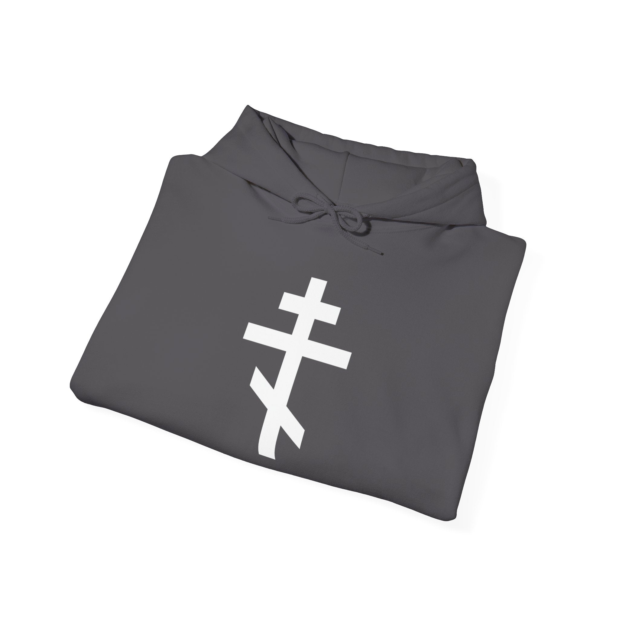 White Crucifix Pull Over Hoodie Sweatshirt