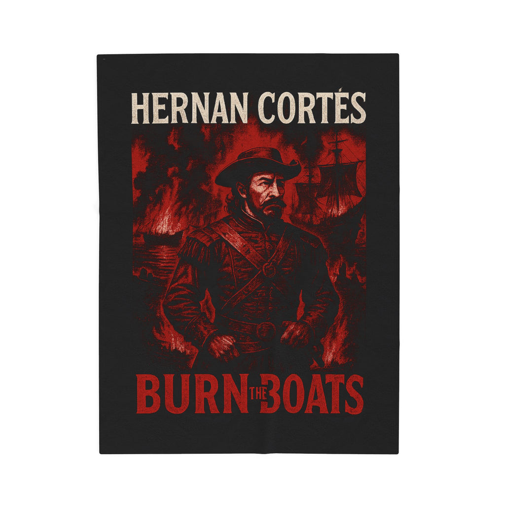 Hernan Cortes Burn the Boats Velveteen Decorative Plush Blanket