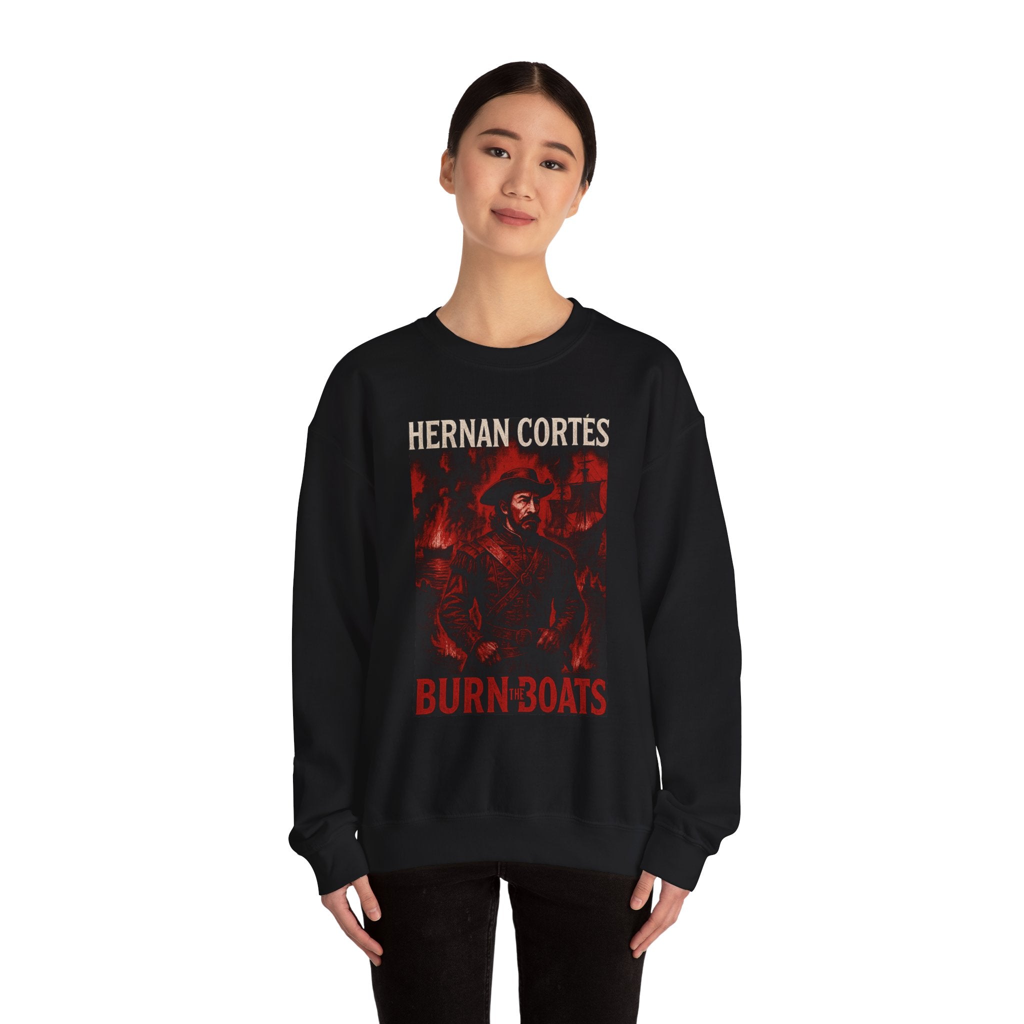 Hernan Cortes Burn The Boats Crewneck Sweatshirt