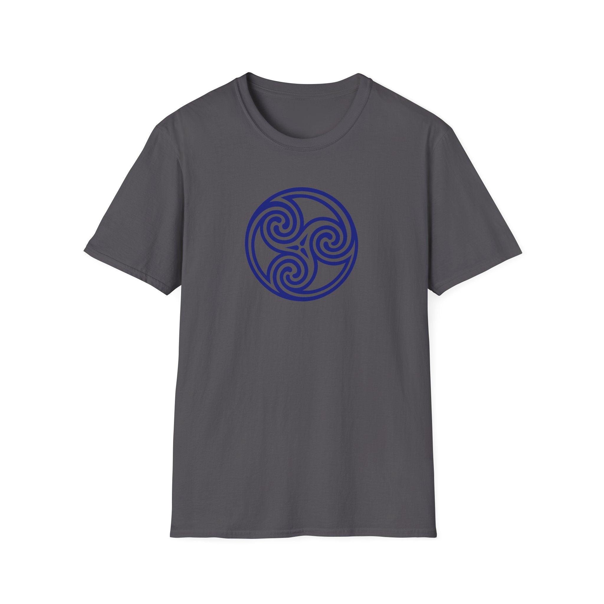 Celtic Spiral Triskele Trinity Symbol Blue Softstyle T-Shirt