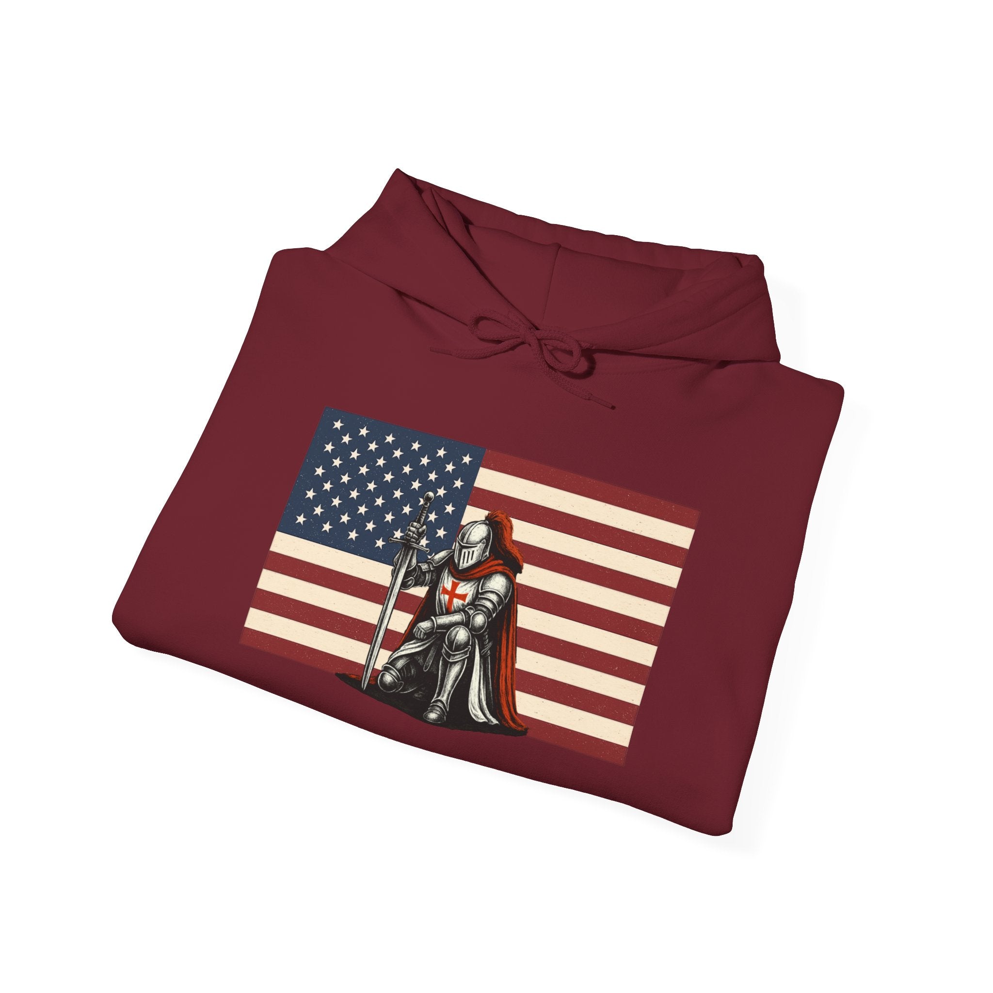 American Crusader Graphic Pull Over Hoodie Sweatshirt