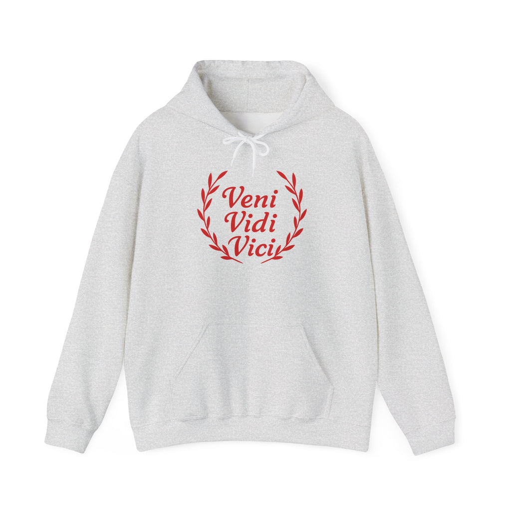 Veni Vidi Vici "I Came, I saw, I Conquered" Red Graphic Pull Over Hoodie Sweatshirt