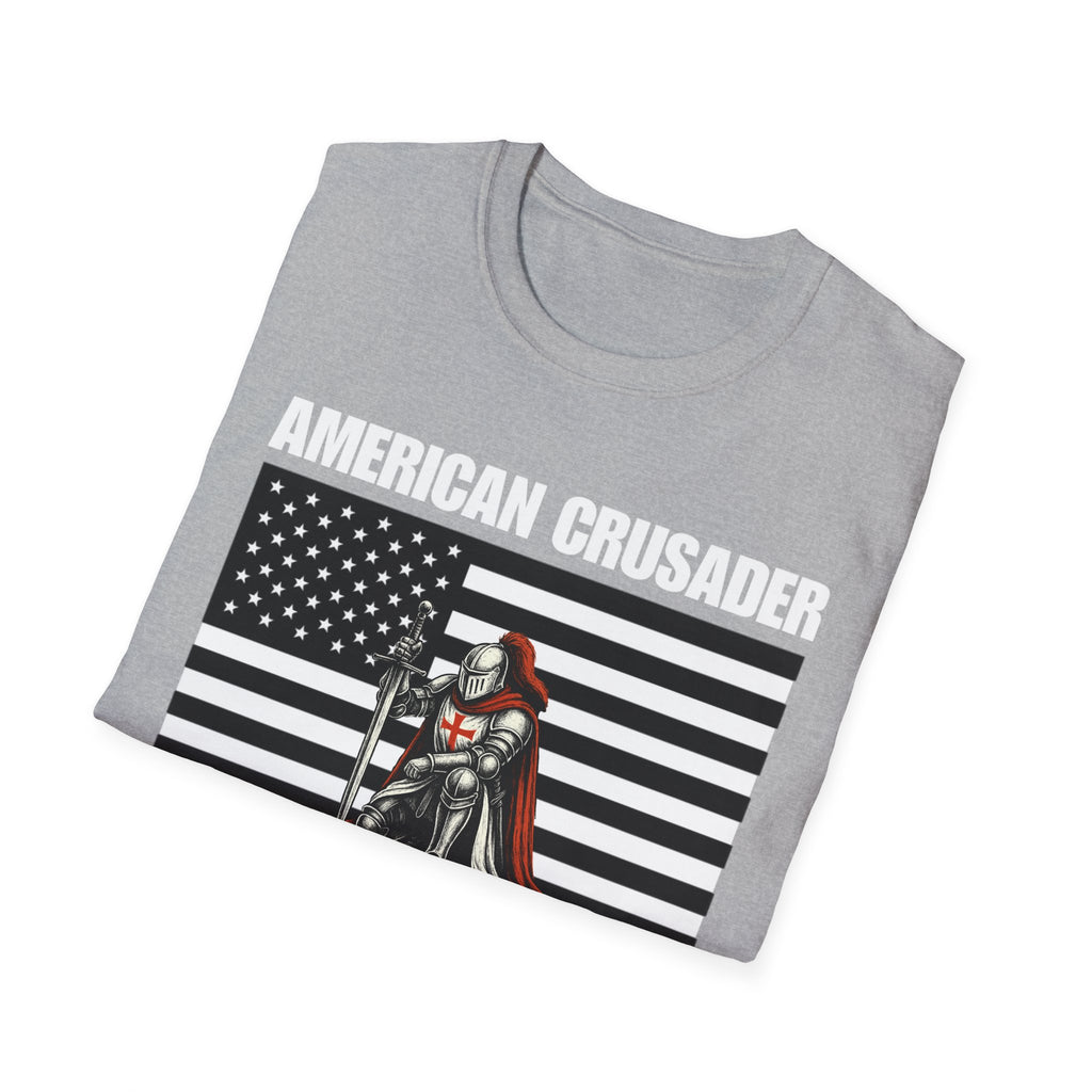 American Crusader Black and White Alt Design Softstyle Cotton Shirt T-Shirt