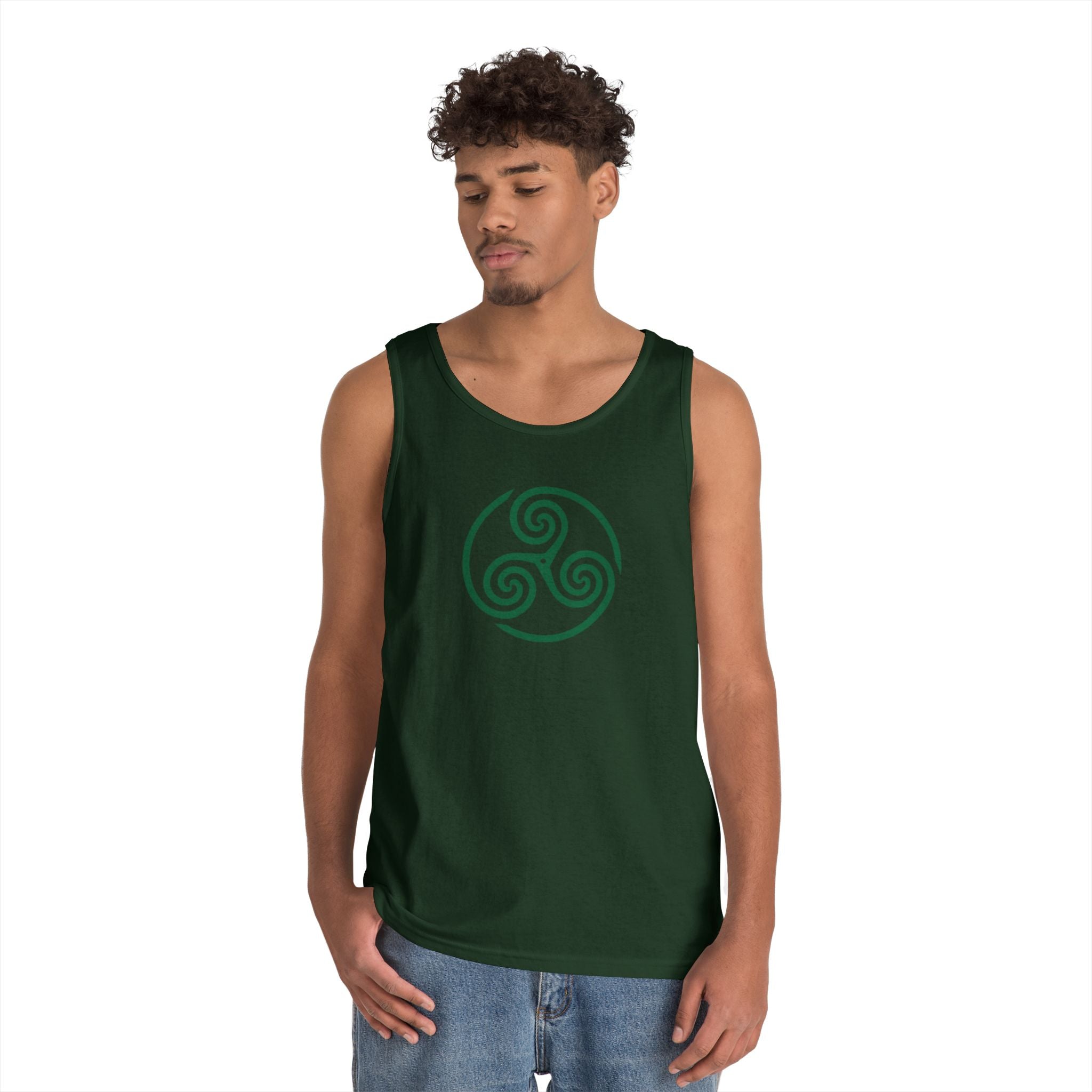 Celtic Spiral Triskele Symbol Alt Design Green Unisex Tank Top