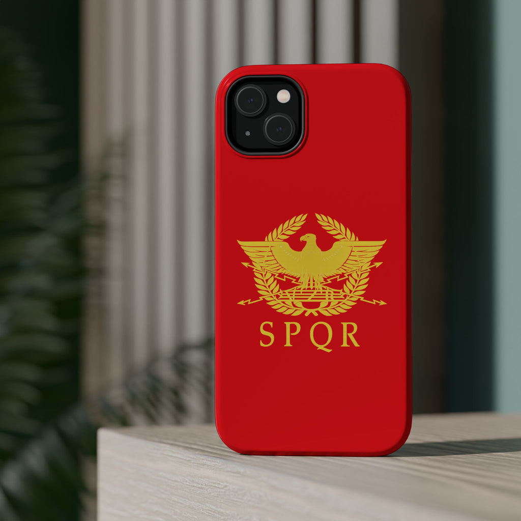 SPQR Gold Roman Eagle Symbol Red Magnetic Impact-Resistant Cases