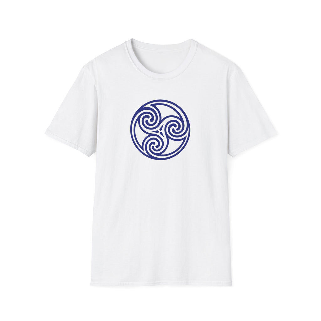 Celtic Spiral Triskele Trinity Symbol Blue Softstyle T-Shirt