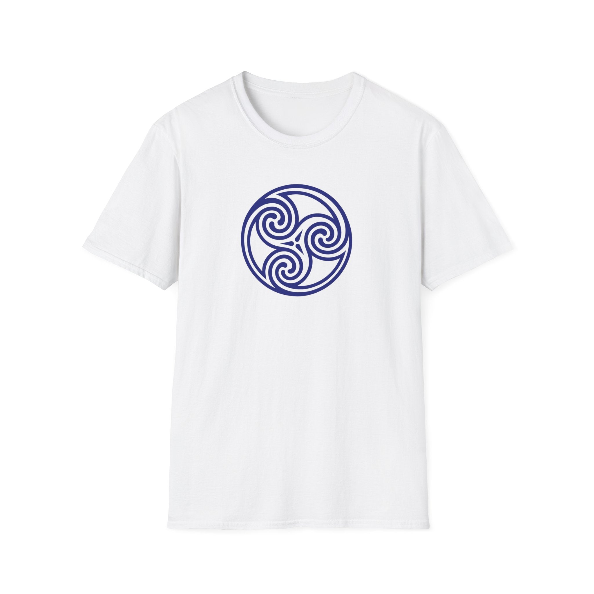 Celtic Spiral Triskele Trinity Symbol Blue Softstyle T-Shirt