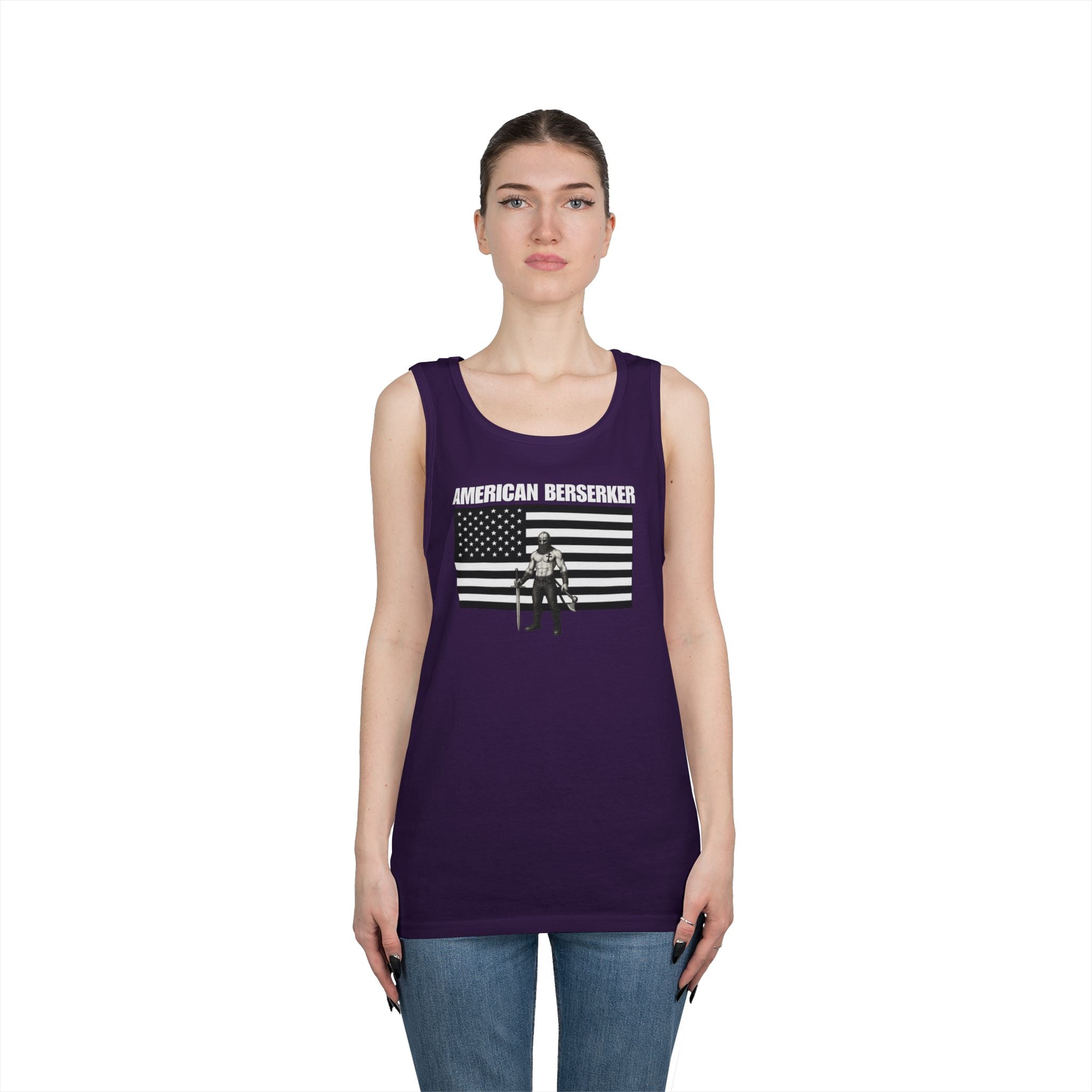 Bold American Berserker Black and White Heavy Cotton Tank Top