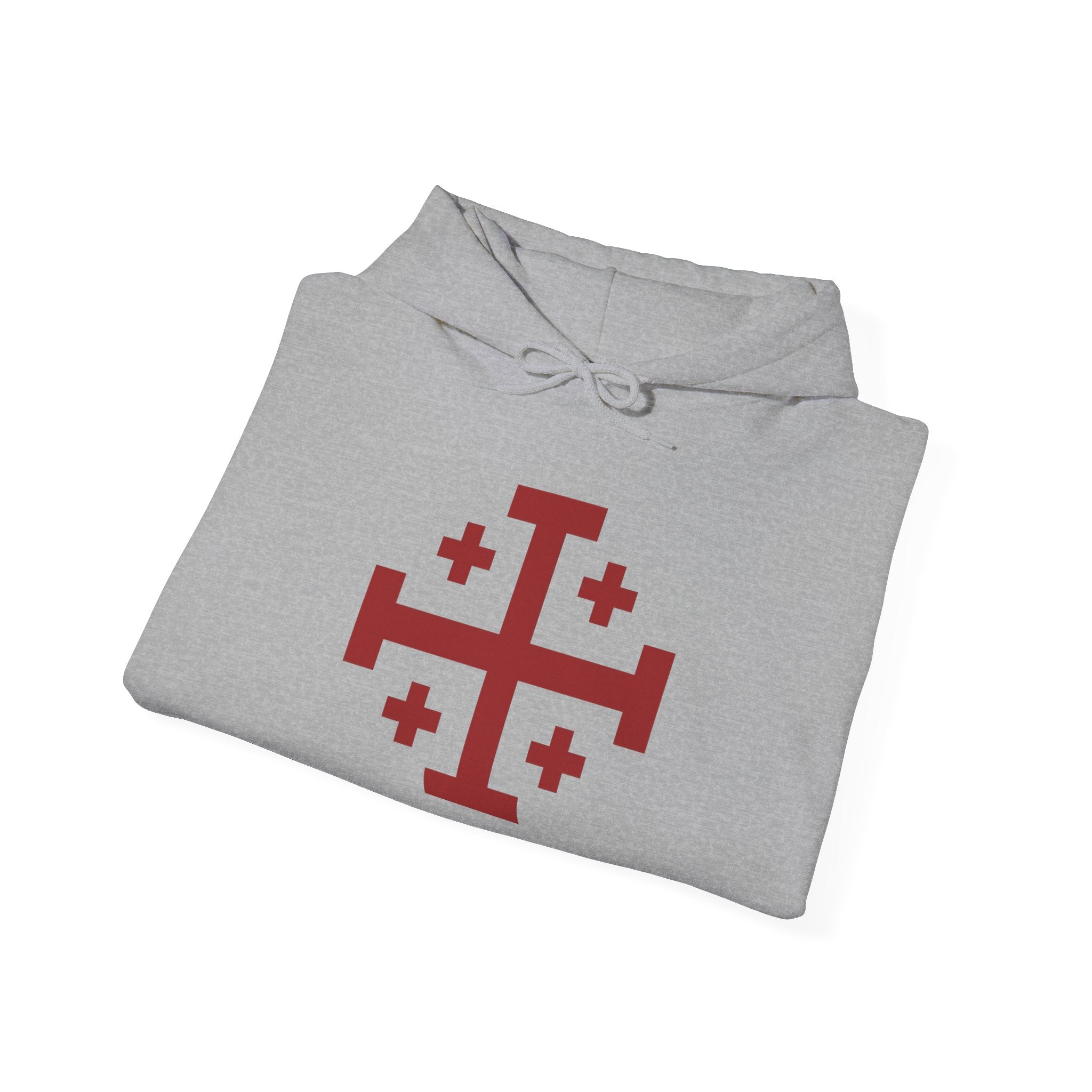Cross of Jerusalem Red Design Pull Over Hoodie Sweatshirt