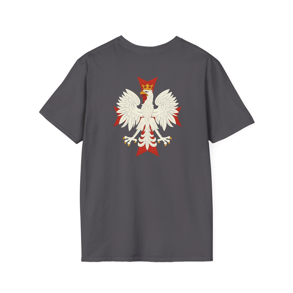 Be Like Poland Winged Hussar Front, Polish Eagle Cross Back Heavy Cotton Softstyle T-Shirt Softstyle Tee