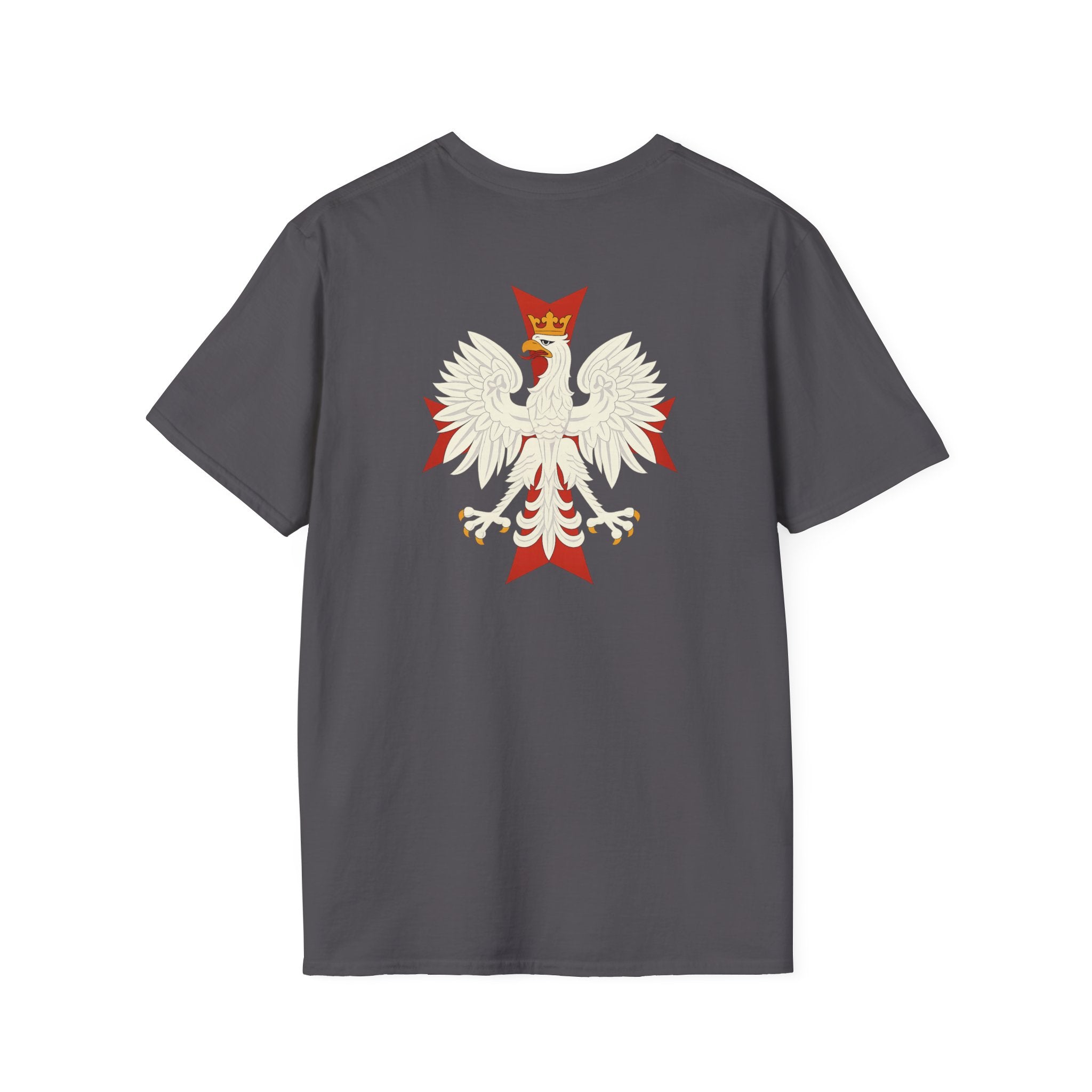Be Like Poland Winged Hussar Front, Polish Eagle Cross Back Heavy Cotton Softstyle T-Shirt Softstyle Tee