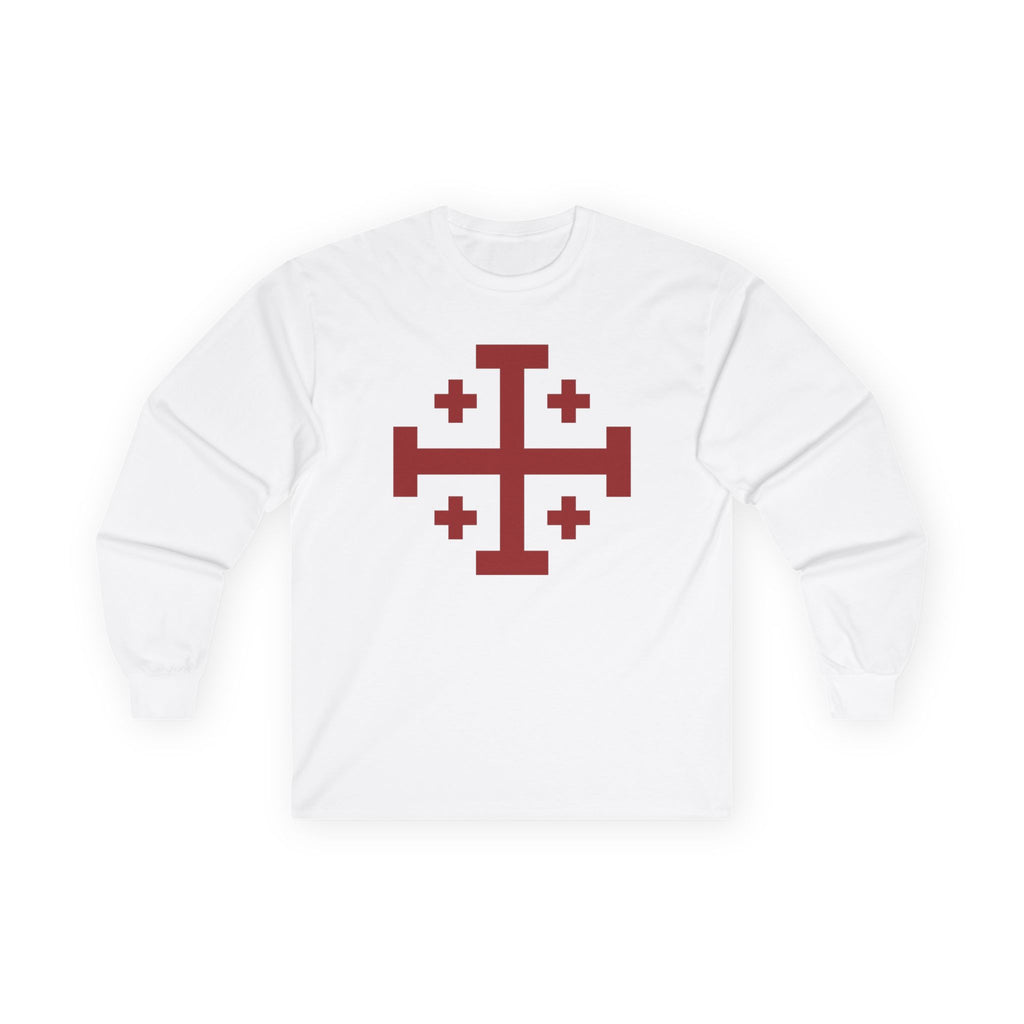 Cross of Jerusalem Red Design Stylish Long Sleeve Tee