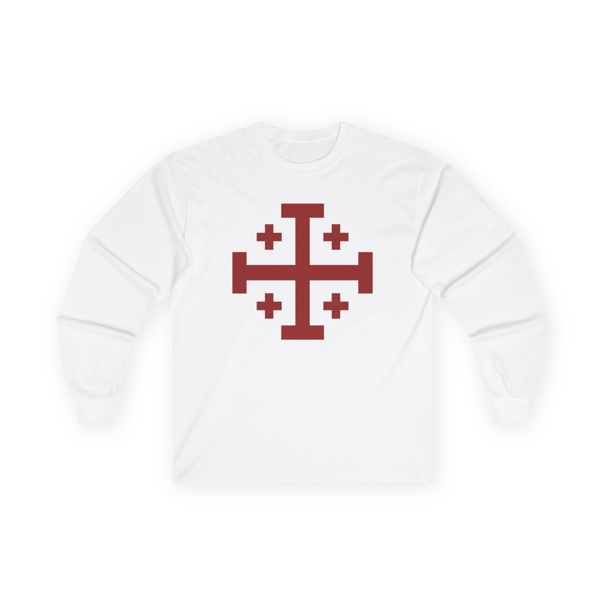Cross of Jerusalem Red Design Stylish Long Sleeve Tee