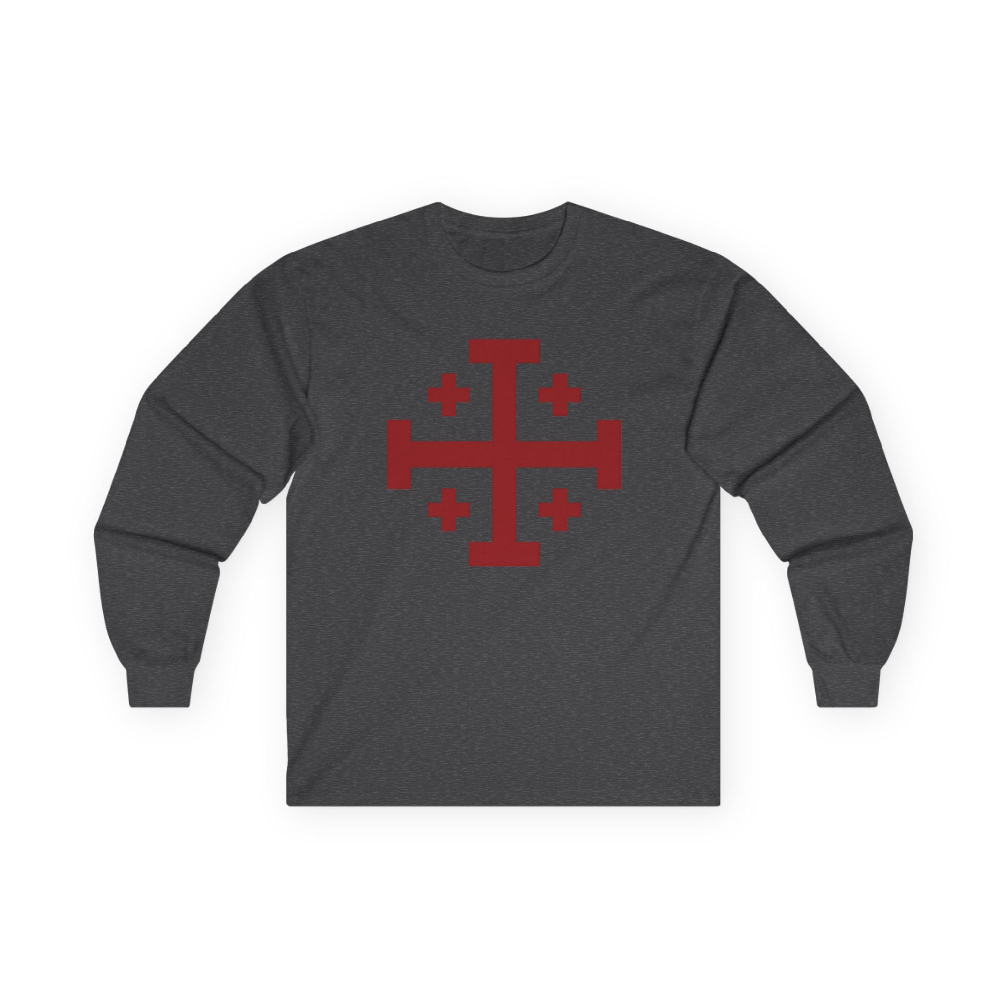 Cross of Jerusalem Red Design Stylish Long Sleeve Tee