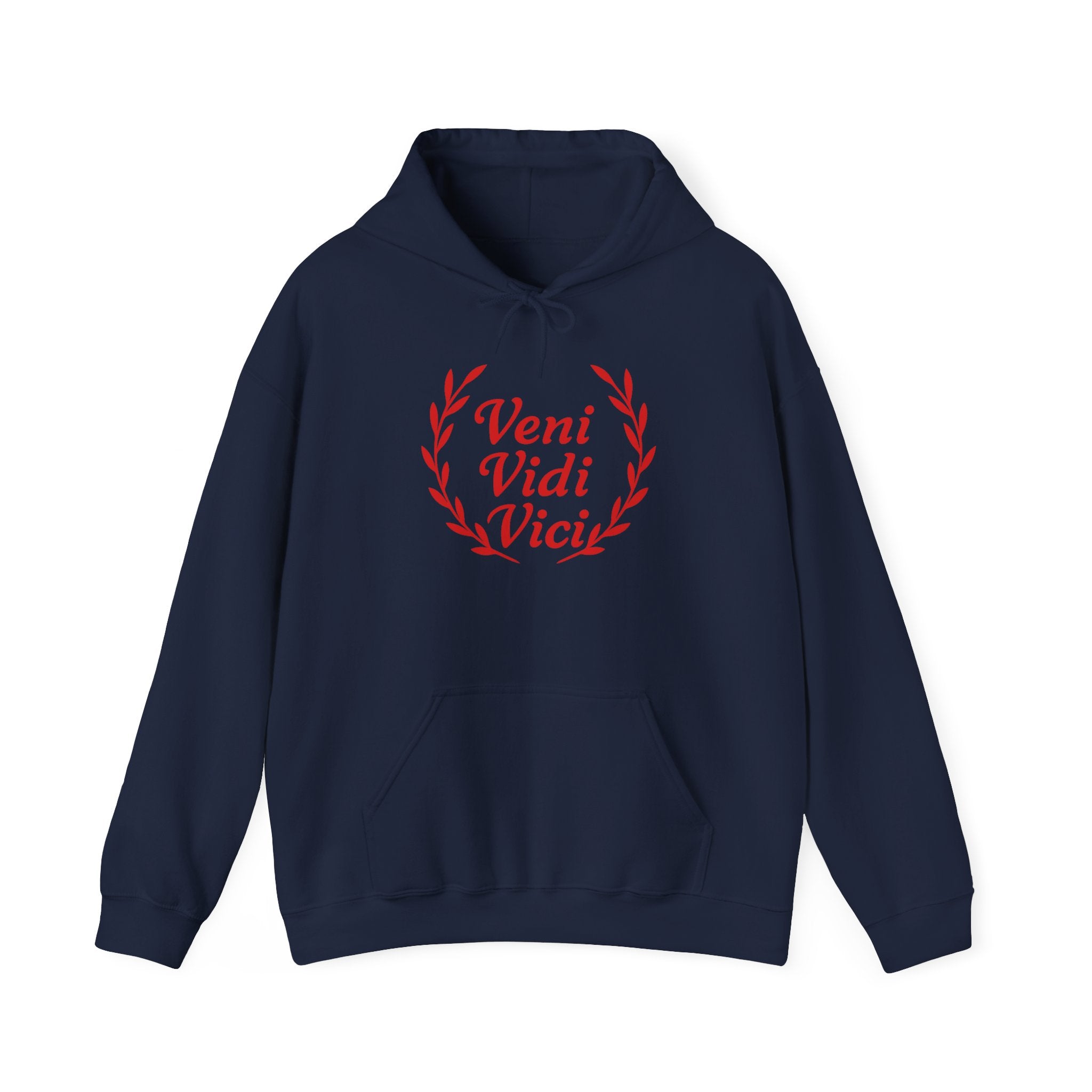 Veni Vidi Vici "I Came, I saw, I Conquered" Red Graphic Pull Over Hoodie Sweatshirt