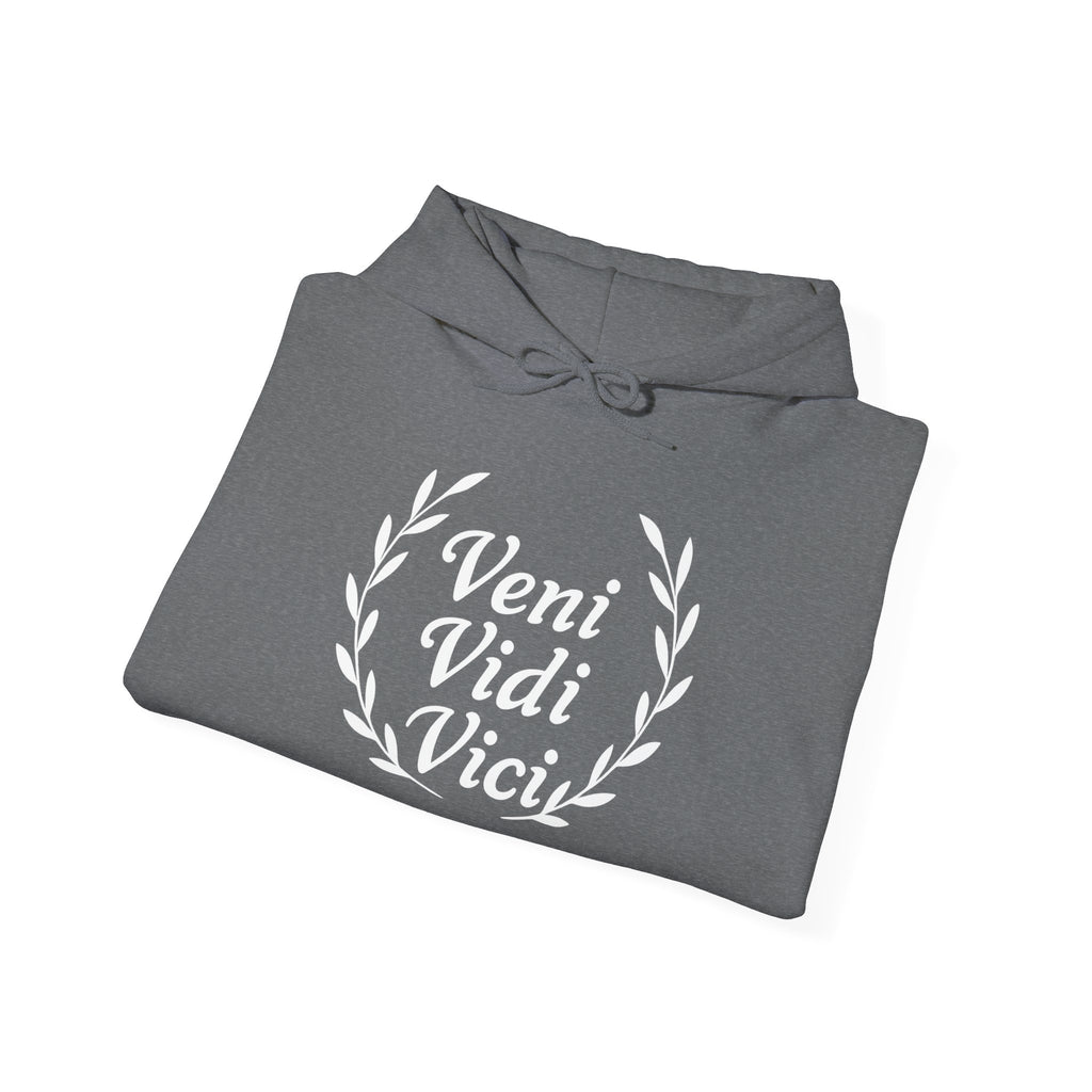 Veni Vidi Vici "I Came, I saw, I Conquered" White Graphic Pull Over Hoodie Sweatshirt