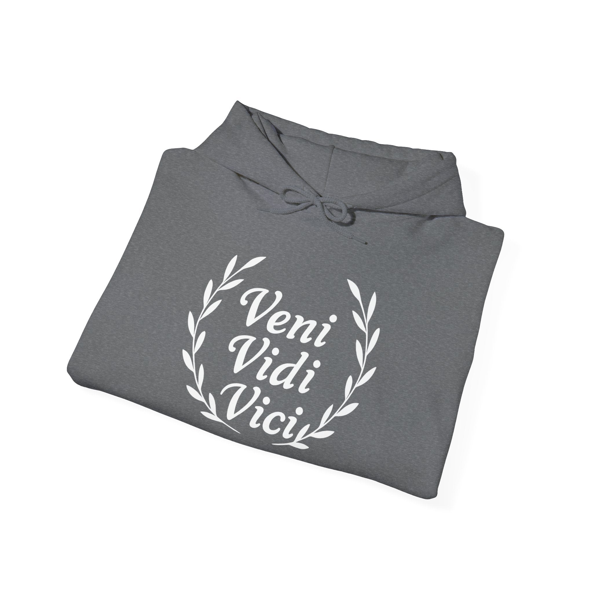 Veni Vidi Vici "I Came, I saw, I Conquered" White Graphic Pull Over Hoodie Sweatshirt