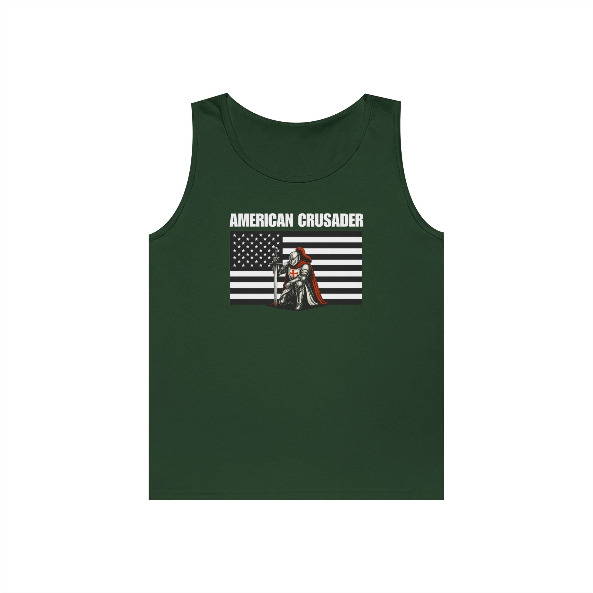 American Crusader Black and White Alt Design Heavy Cotton Tank Top