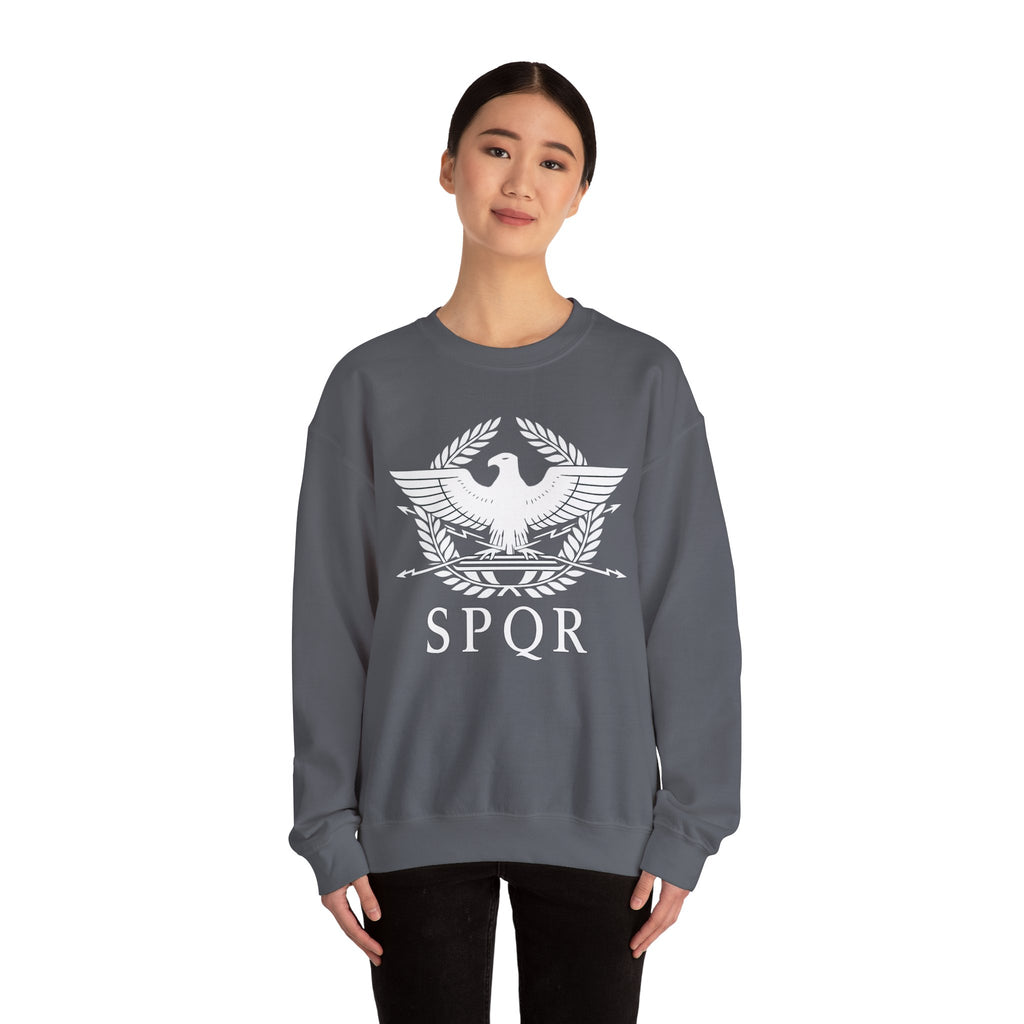 SPQR Roman Eagle White Design Crewneck Sweatshirt