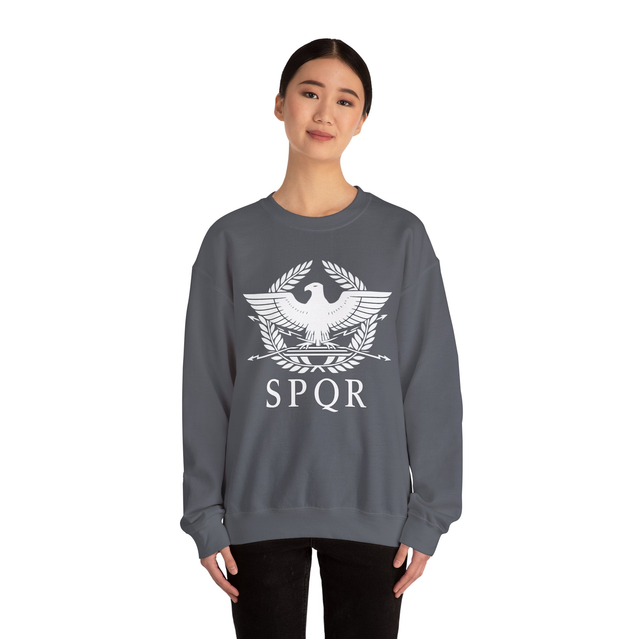 SPQR Roman Eagle White Design Crewneck Sweatshirt