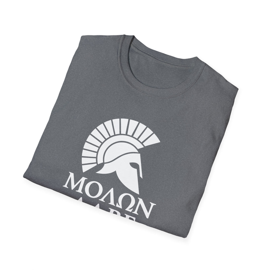 Molon Labe "Come and Take It!" in Greek Large Text White Design Softstyle Cotton T-Shirt