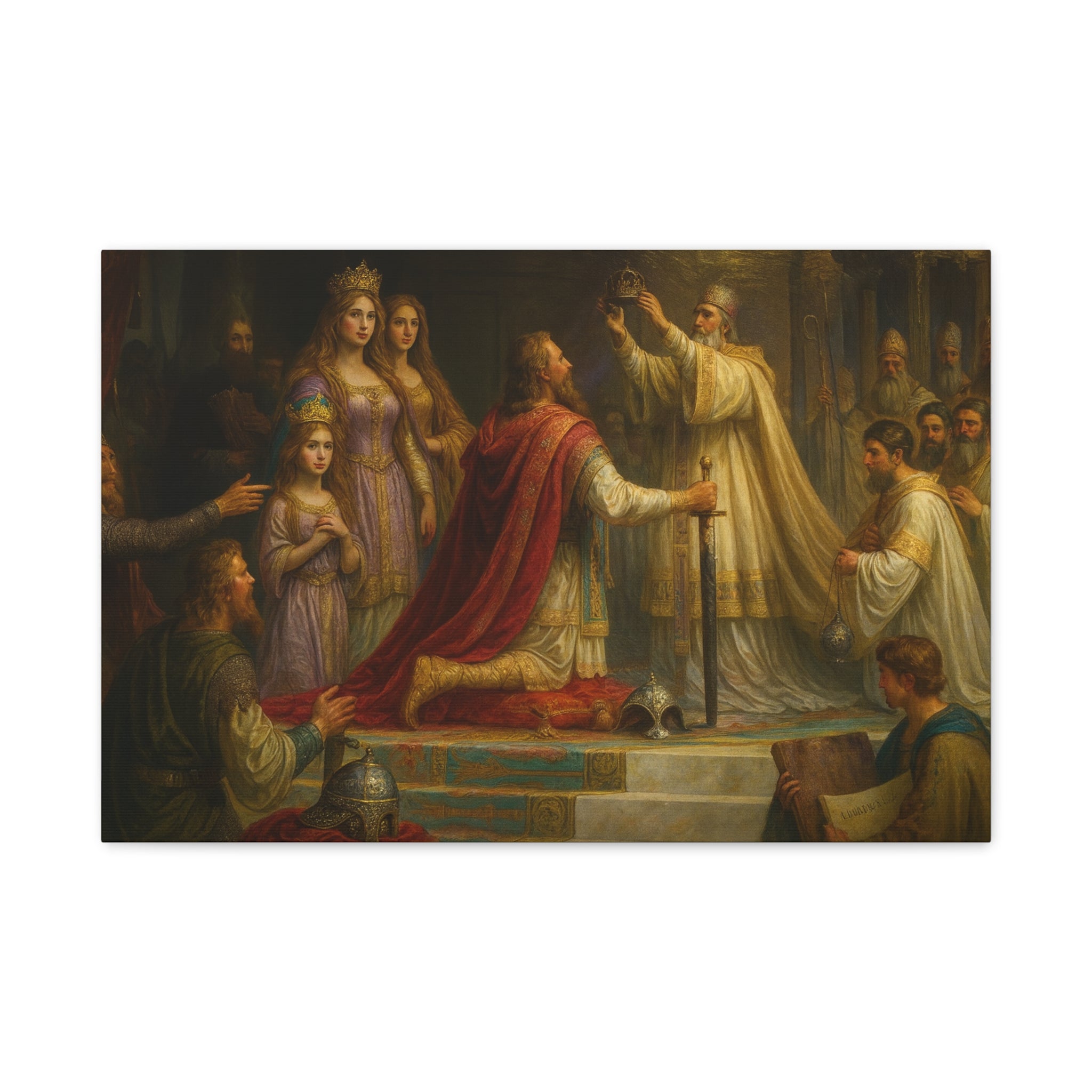 Charlemagne Roman Emperor Coronation By Pope Canvas Art, Historical Artwork for Home Decor, Wall Art for Medieval Lovers