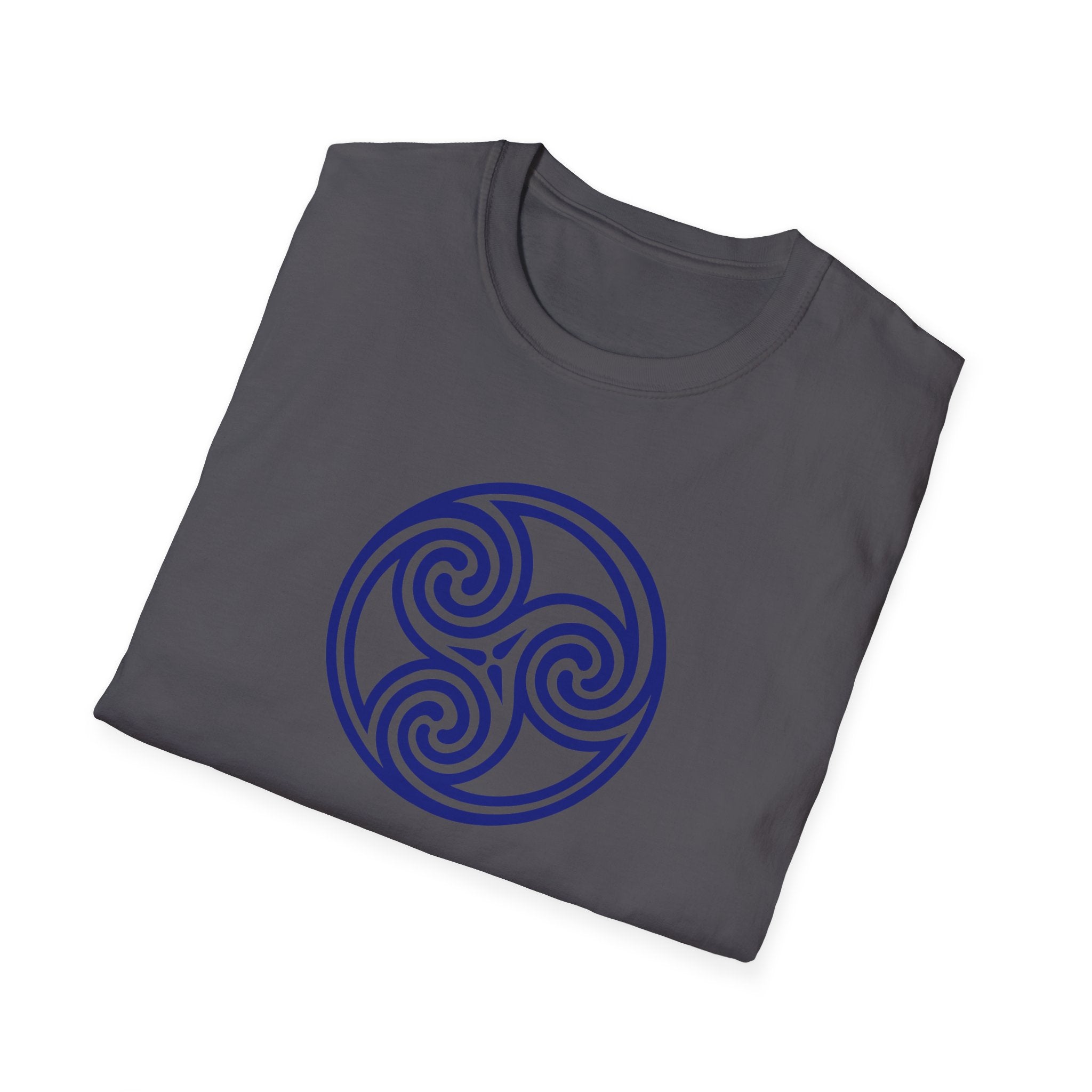 Celtic Spiral Triskele Trinity Symbol Blue Softstyle T-Shirt