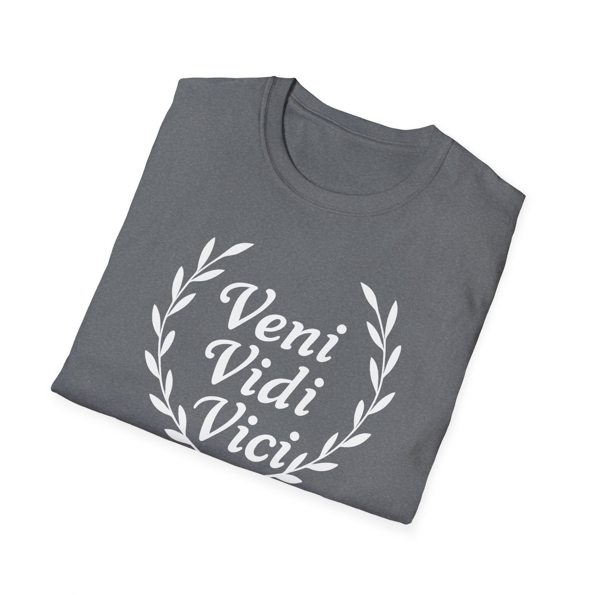 Veni Vidi Vici White Text Unisex  Softstyle T-Shirt