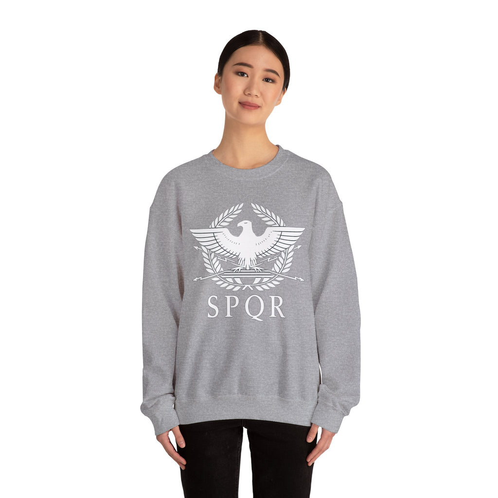 SPQR Roman Eagle White Design Crewneck Sweatshirt