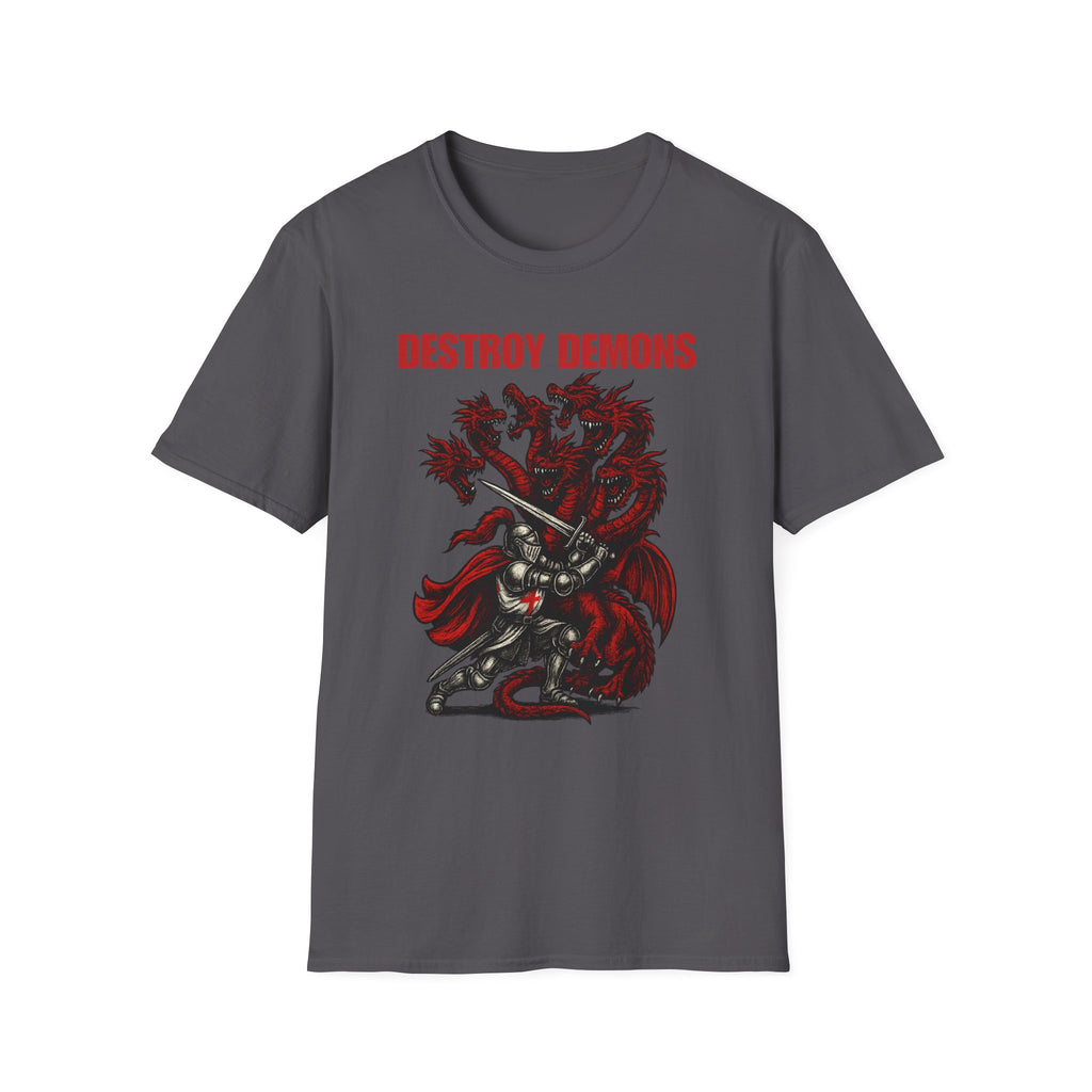 Destroy Demons Crusader Knight vs Dragon  Softstyle T-Shirt