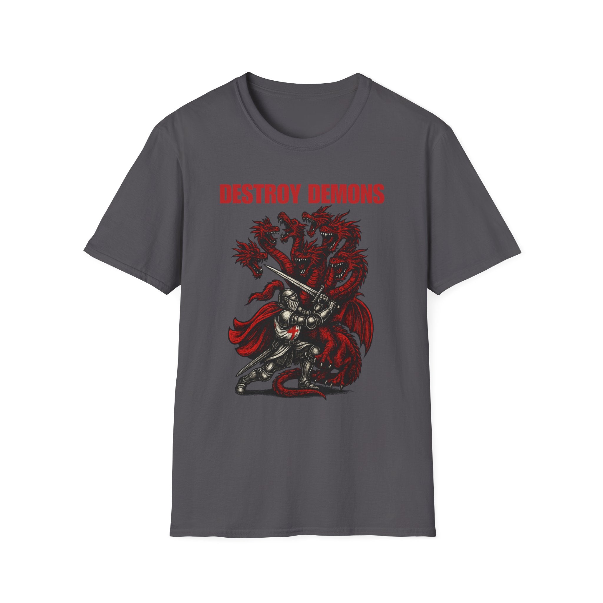 Destroy Demons Crusader Knight vs Dragon  Softstyle T-Shirt