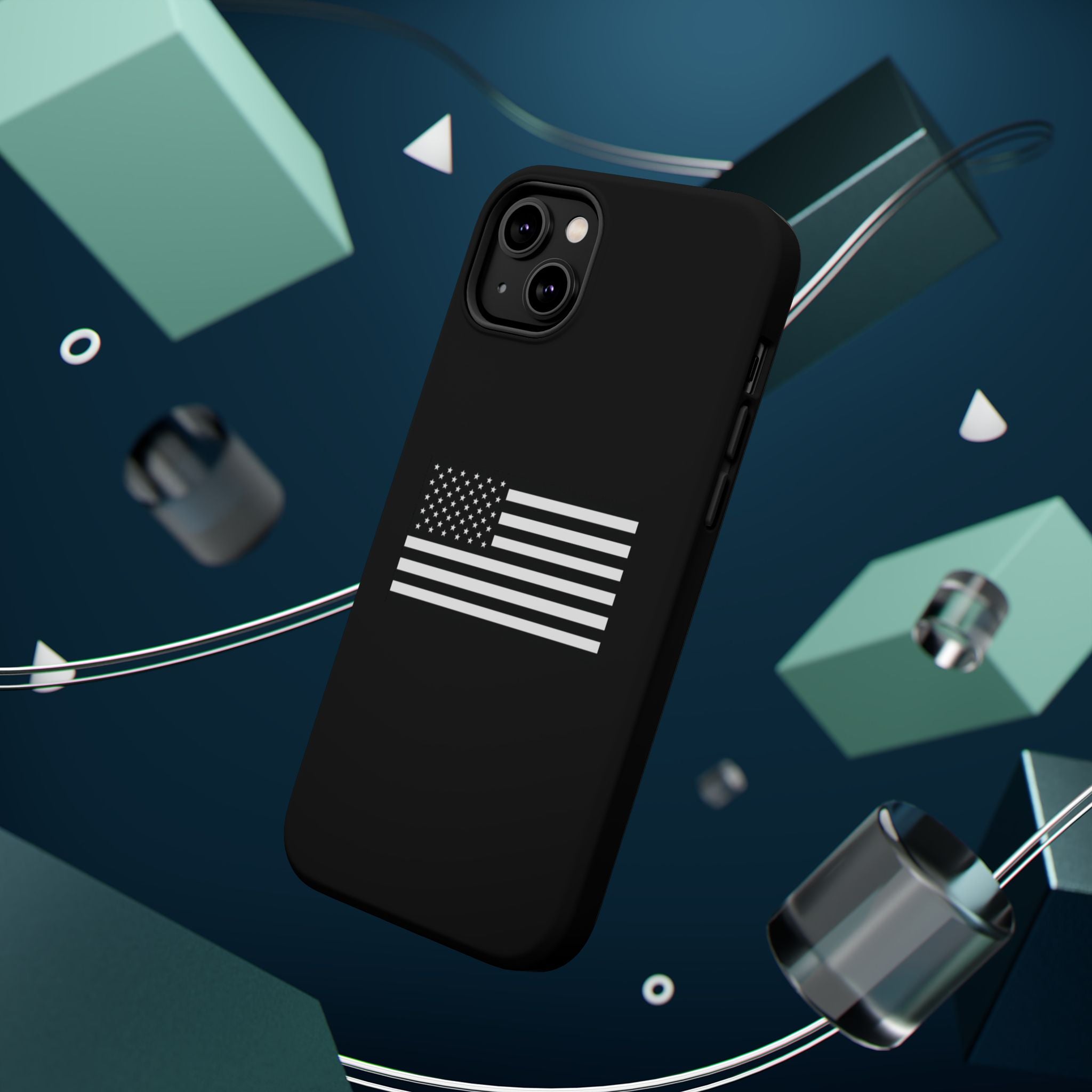 Black and White American Flag Magnetic Impact-Resistant Cases